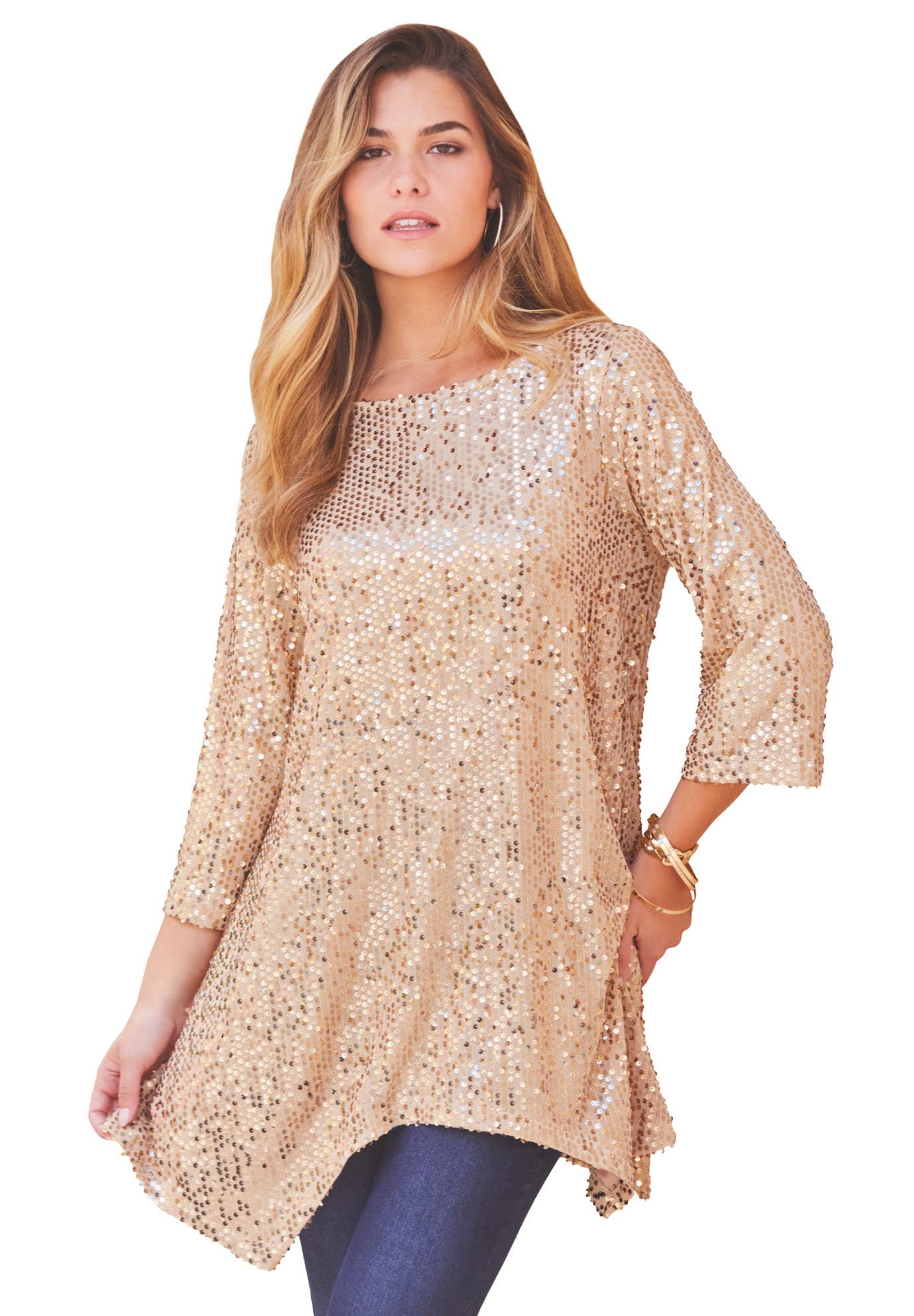 Handkerchief Hem Sequin Tunic - image 1