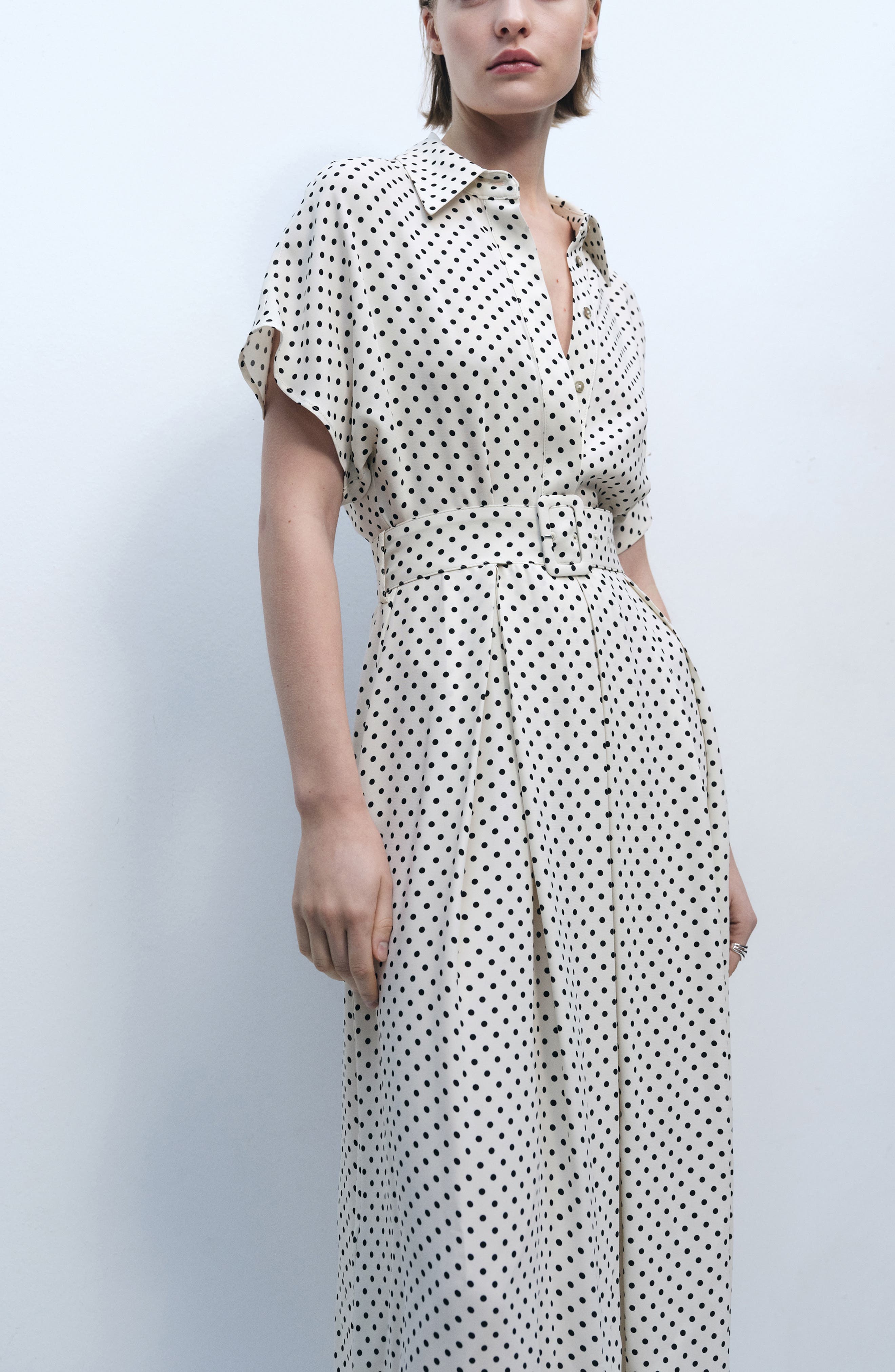 Adela Polka Dot Belted Shirtdress - image 2