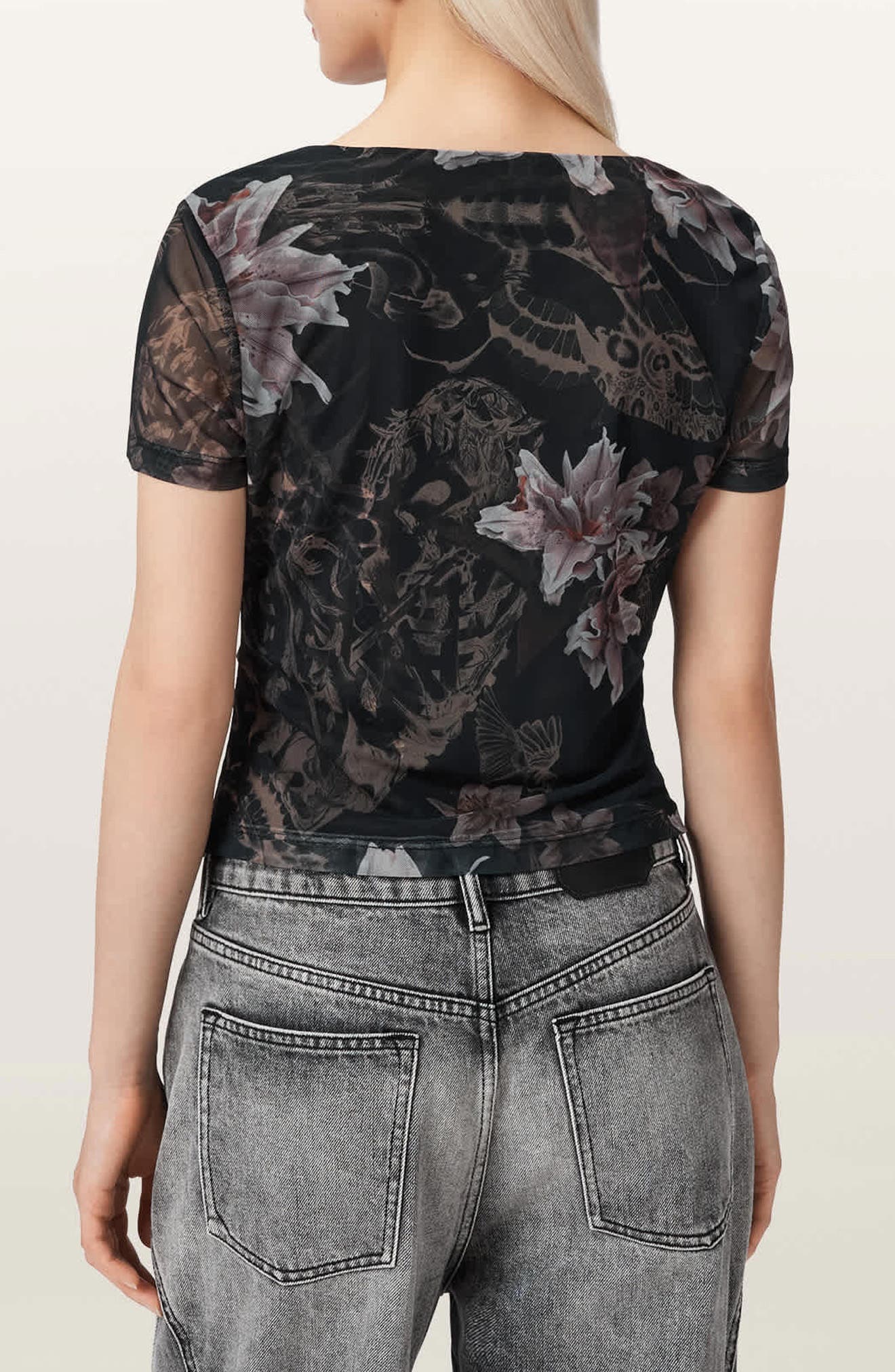 Gabby Floral Print Mesh Top - image 2