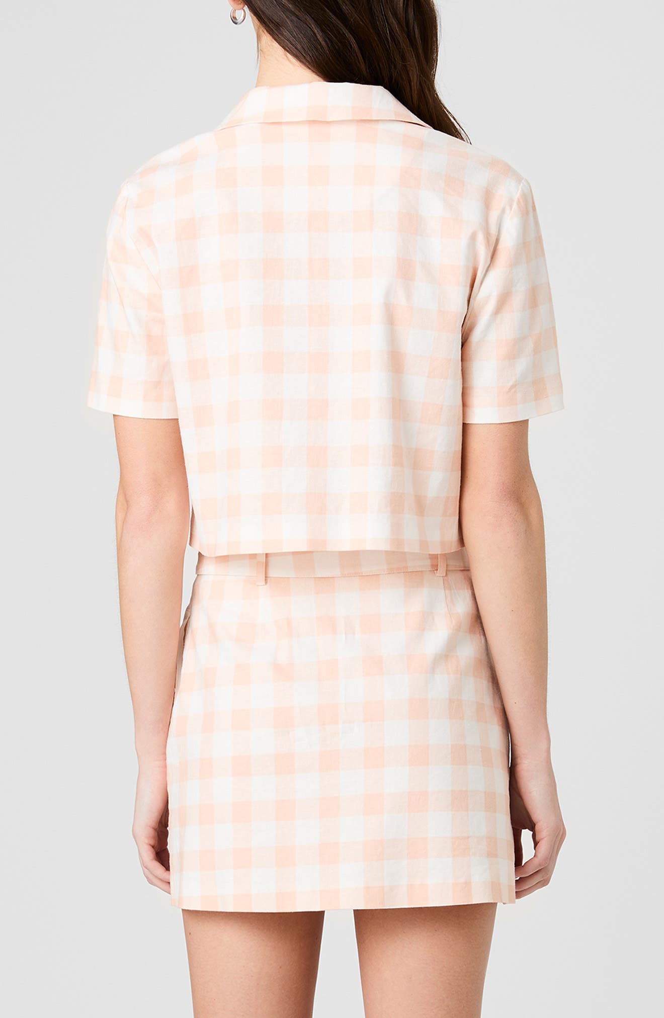 Gingham Crop Linen Blend Shirt - image 2