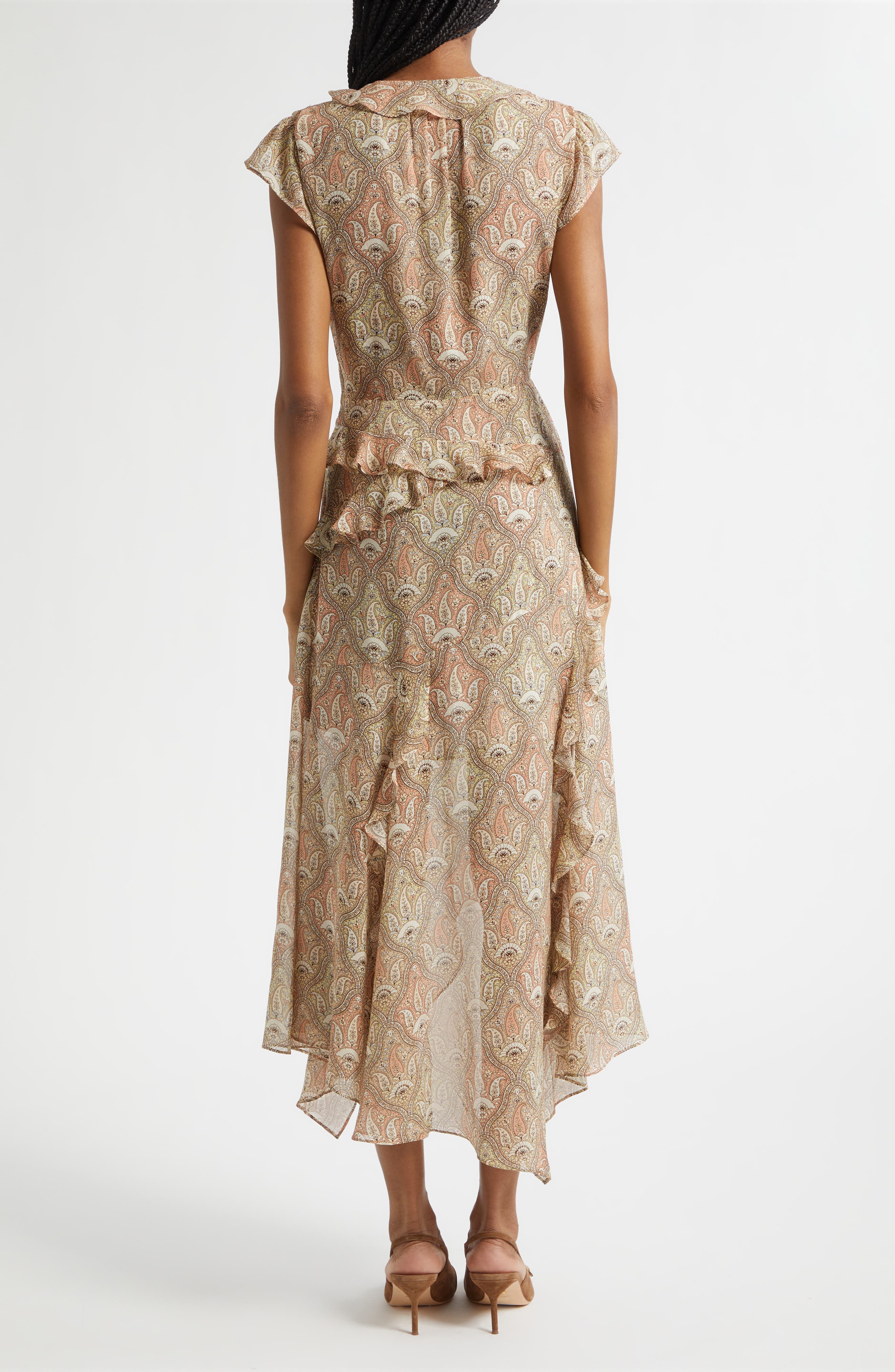 Avenel Paisley Asymmetric Hem Silk Dress - image 2