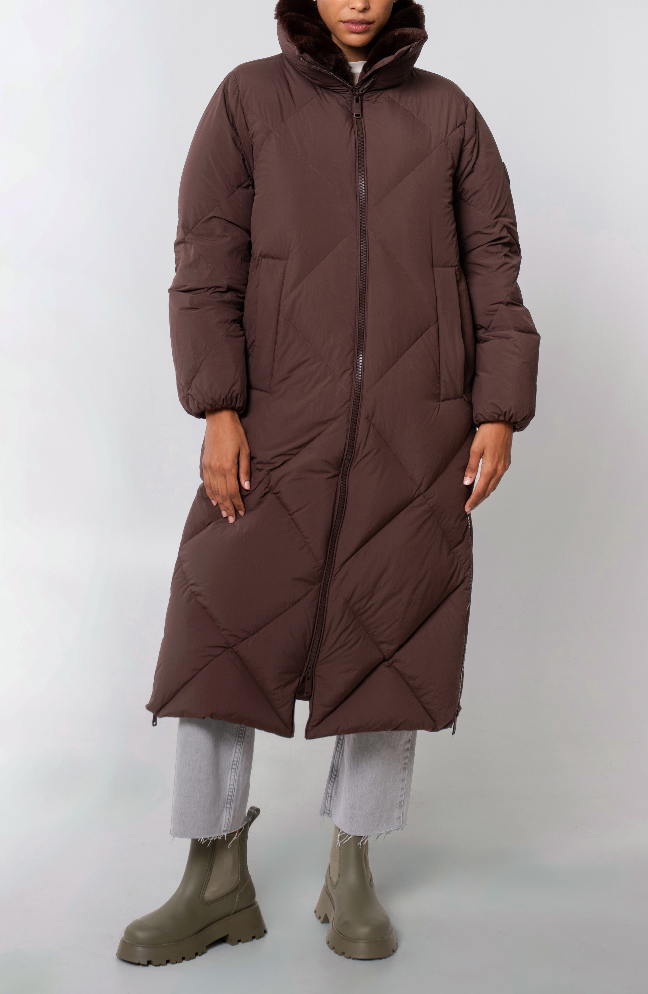 Dida Faux Fur Trim Water Repellent Down Puffer Coat - image 3