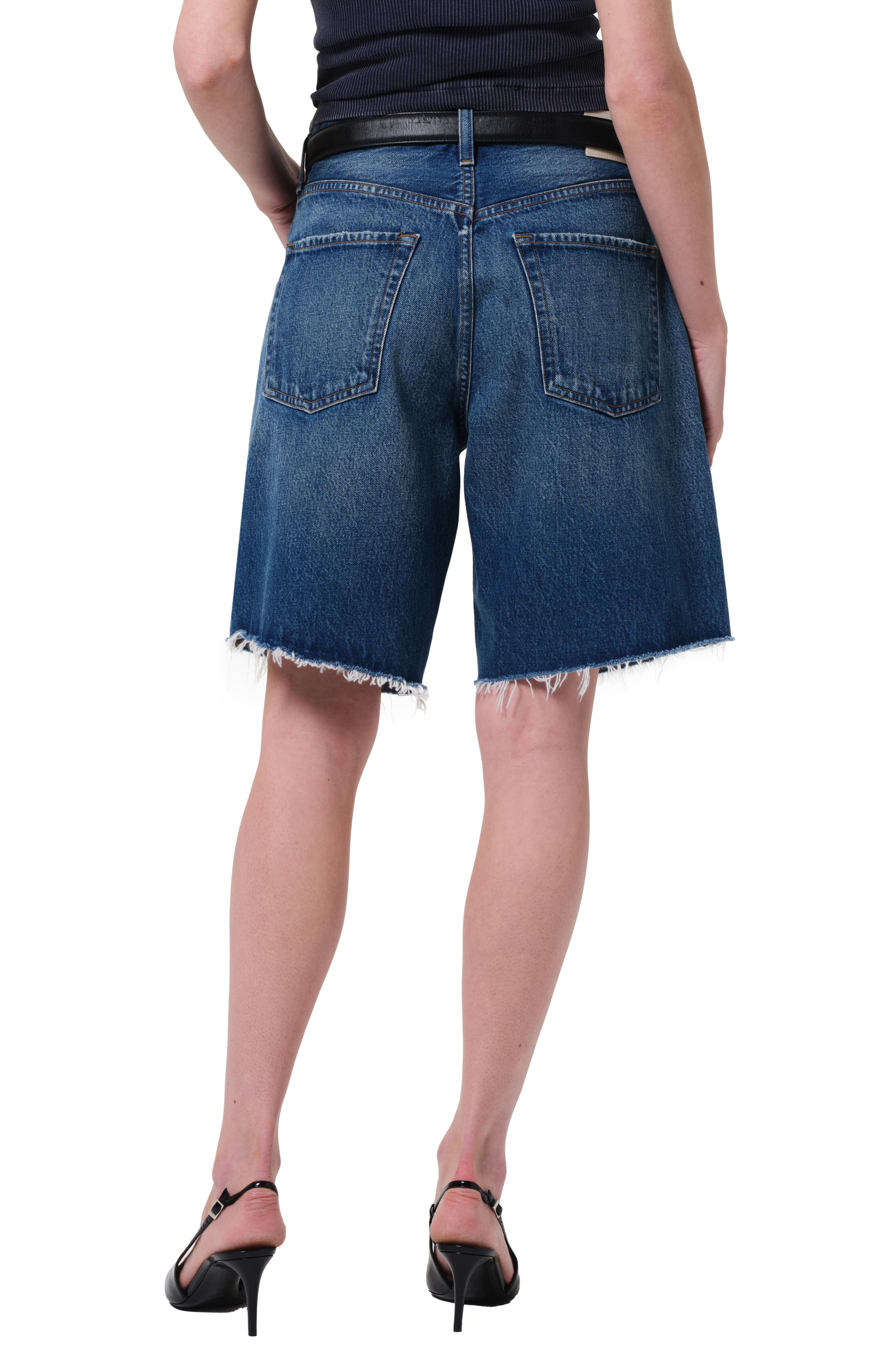 Ayla High Waist Denim Cutoff Bermuda Shorts - image 2