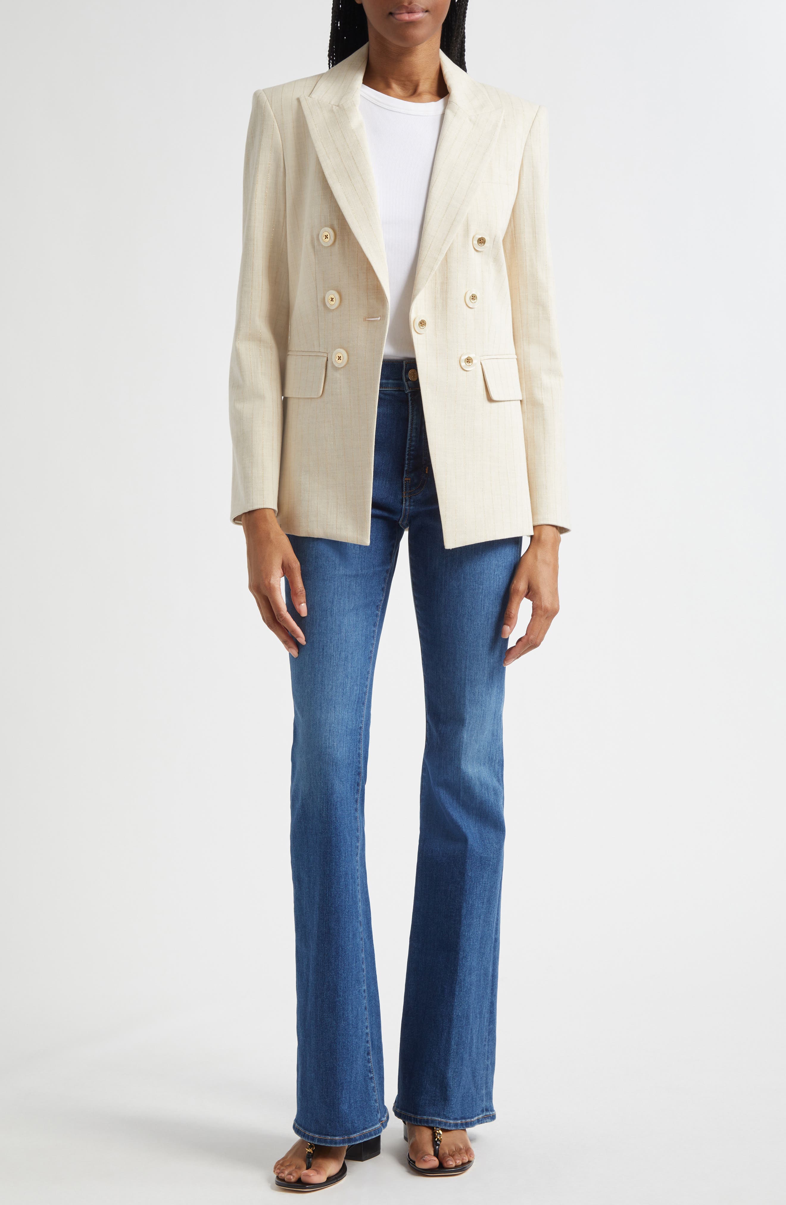 Gaya Metallic Chalk Stripe Cotton Blend Dickey Jacket - image 2