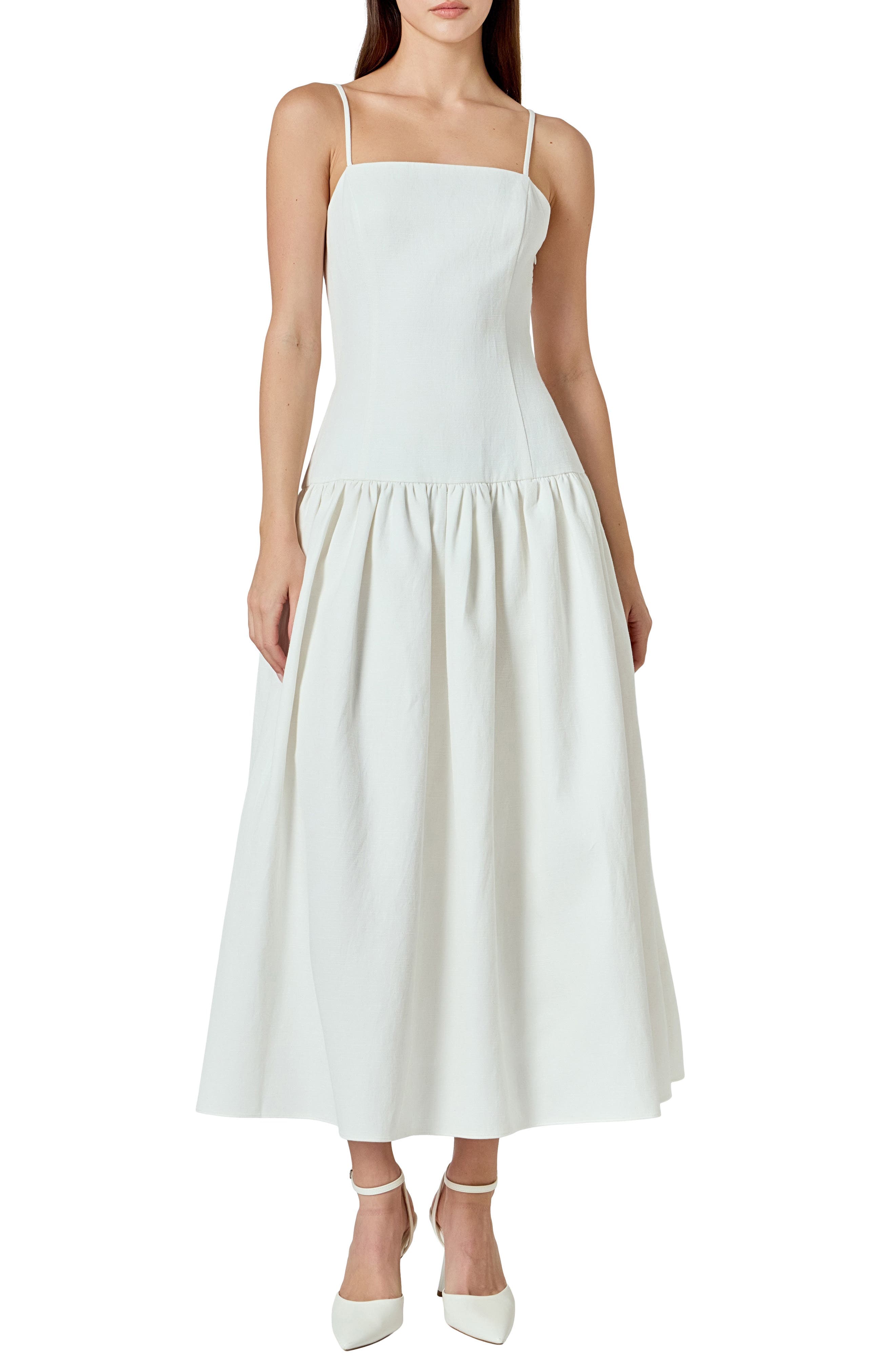 Drop Waist Sleeveless Linen Blend Maxi Dress - image 1