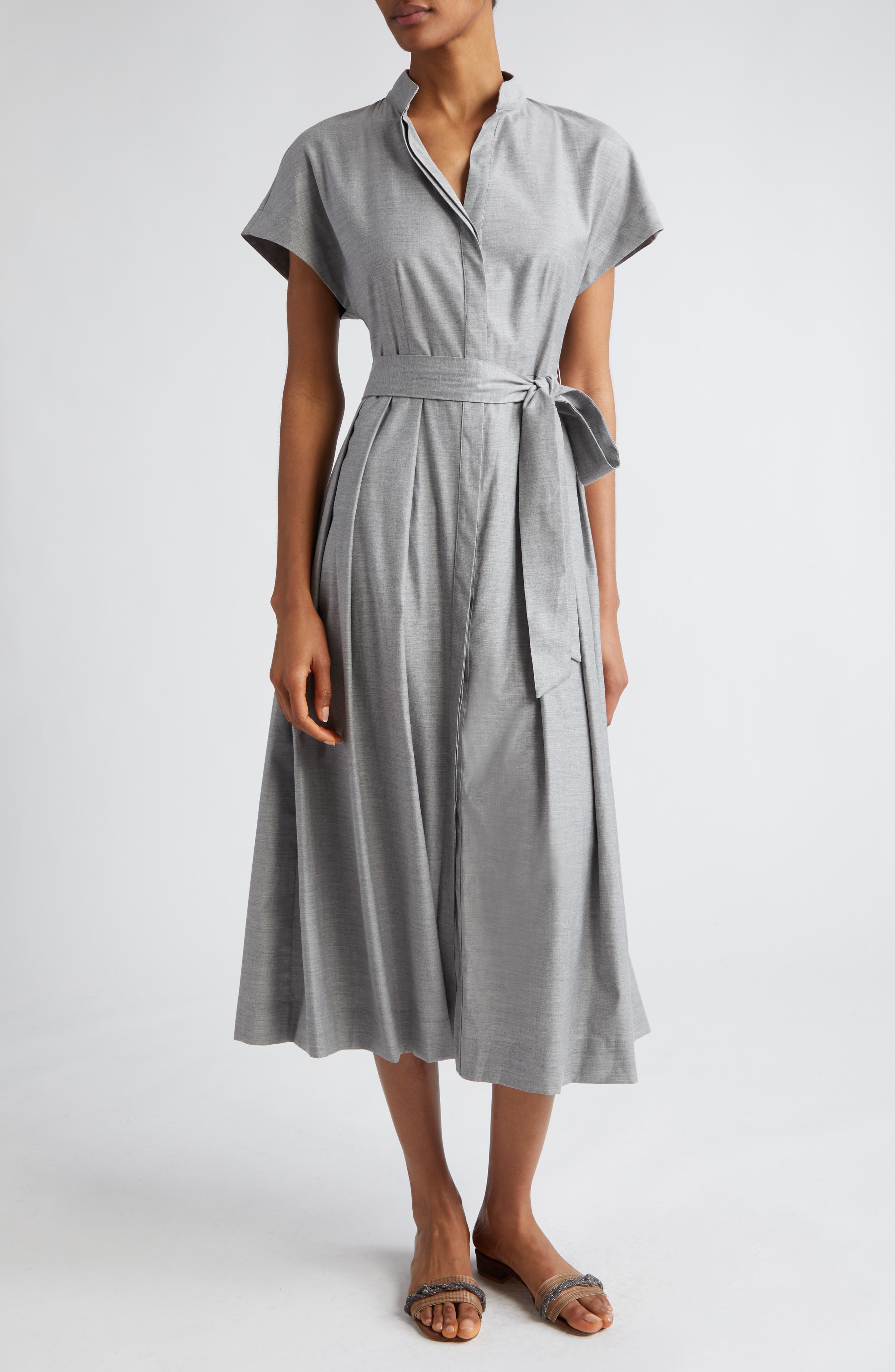 Belted Virgin Wool Blend Shirtdress - image 1