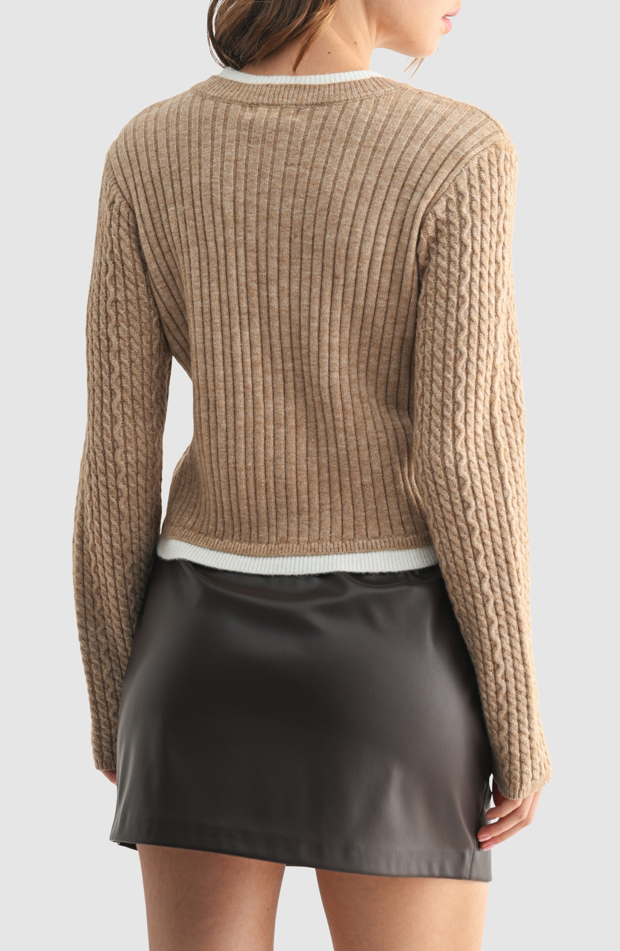 Contrast Cable Knit Cardigan - image 2
