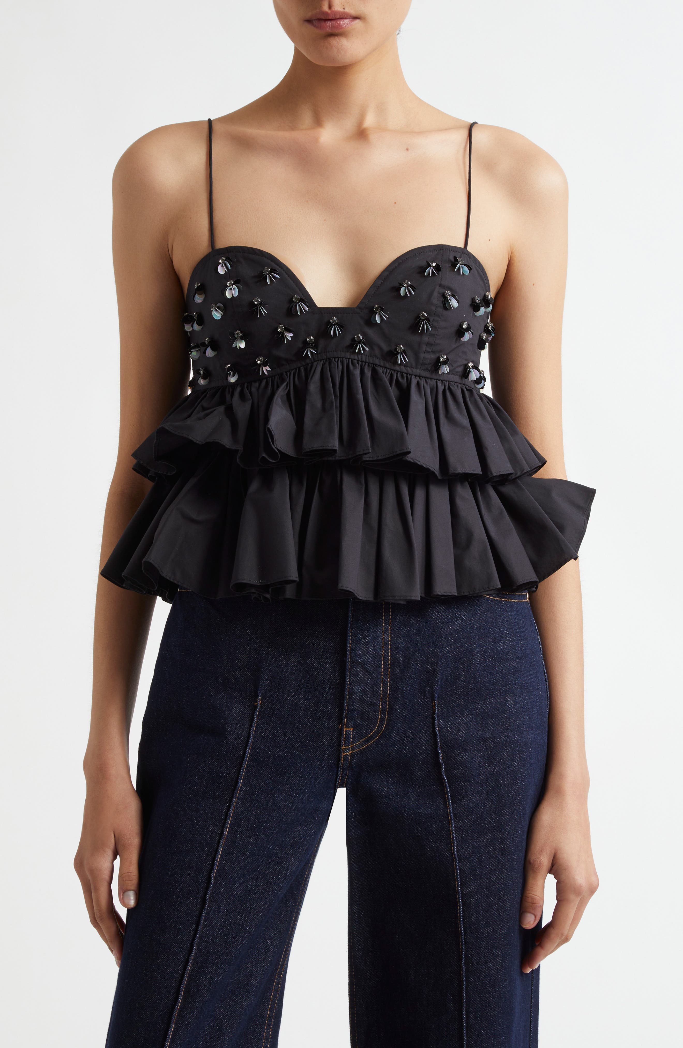 Lucia Embellished Ruffle Crop Camisole - image 1