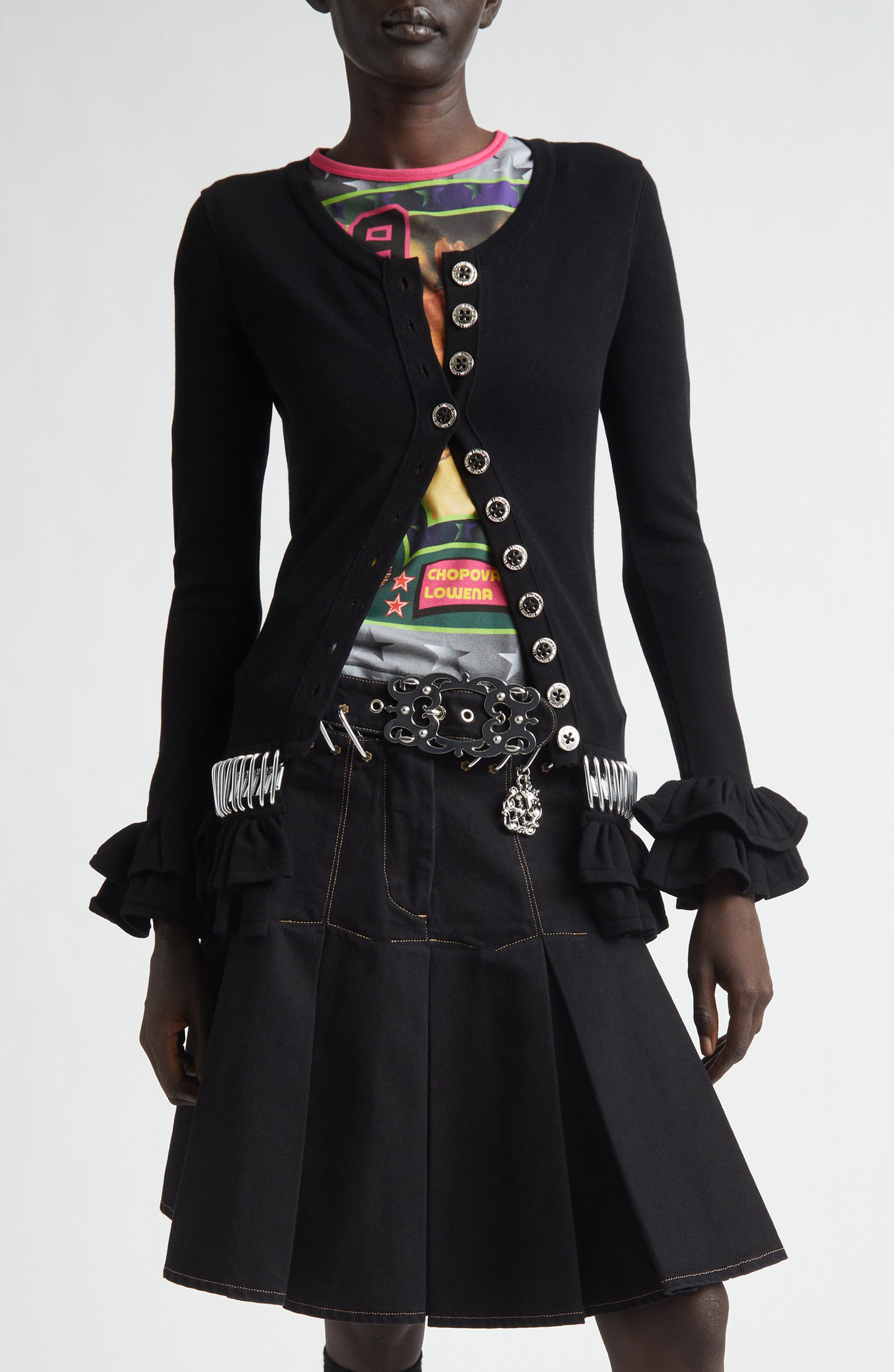 Ruffle Carabiner Cardigan - image 1