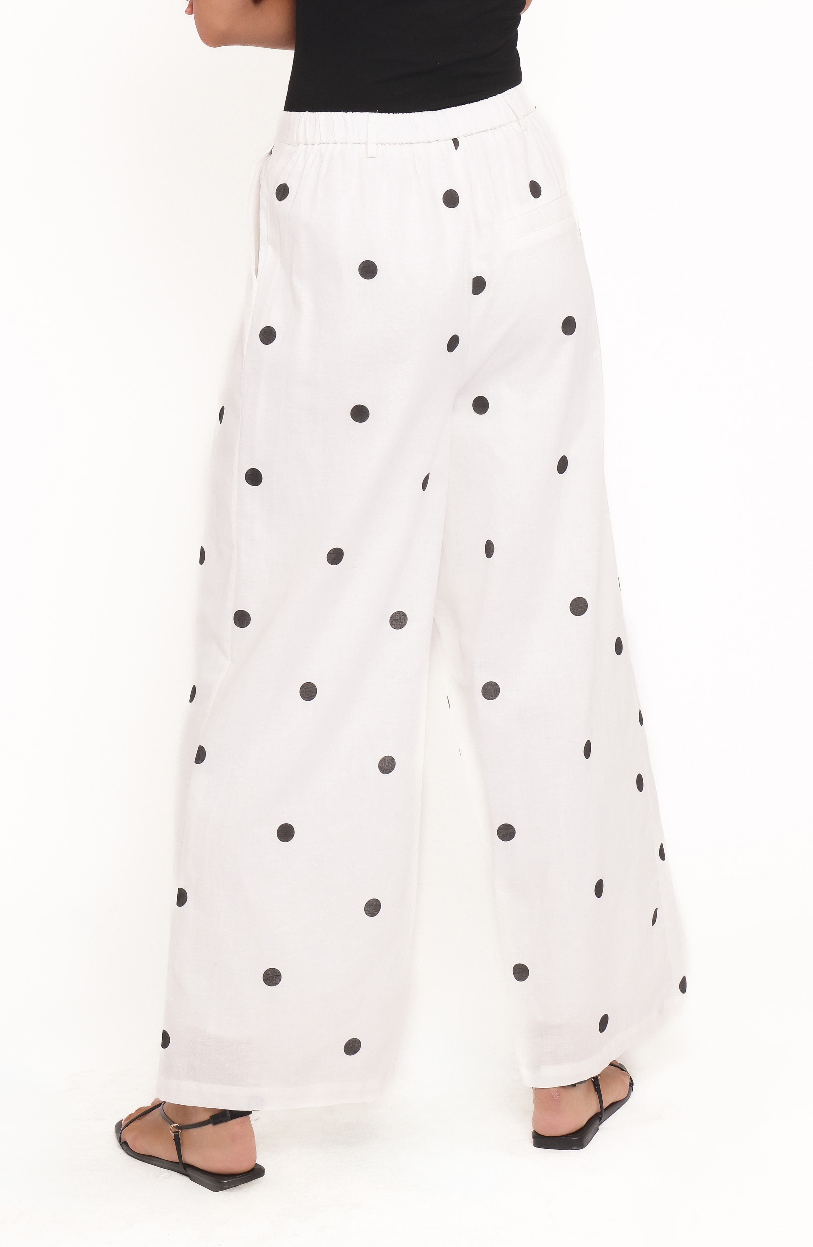 Valora Dot Wide Leg Cotton & Linen Pants - image 2