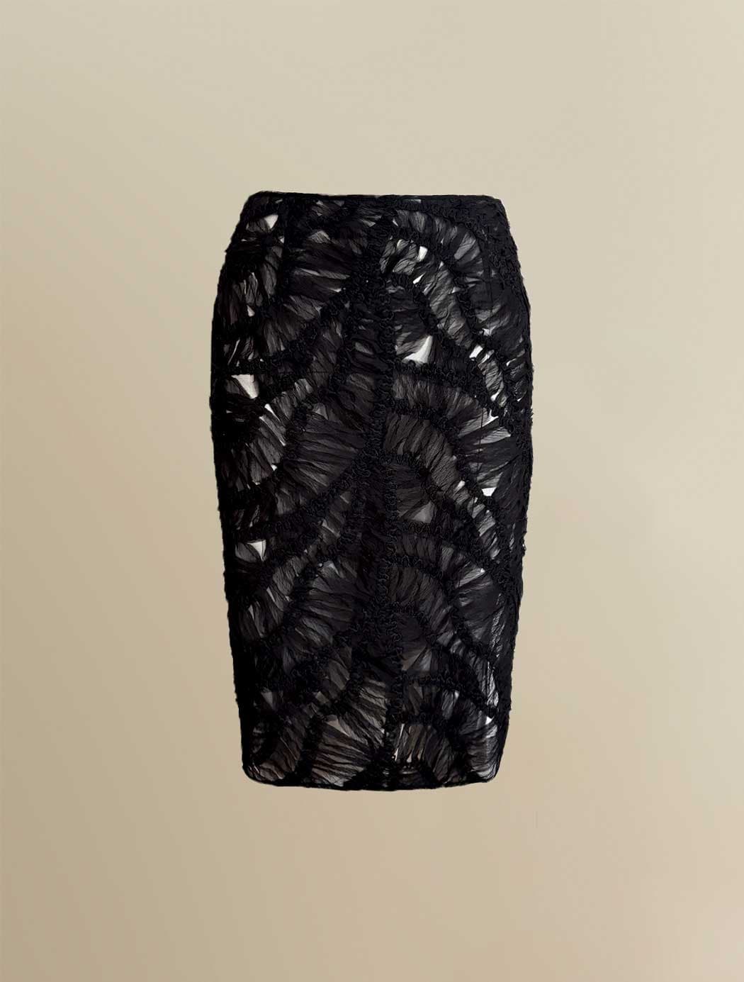 Fleur Sheer Abstract Lace Midi Pencil Skirt - image 1