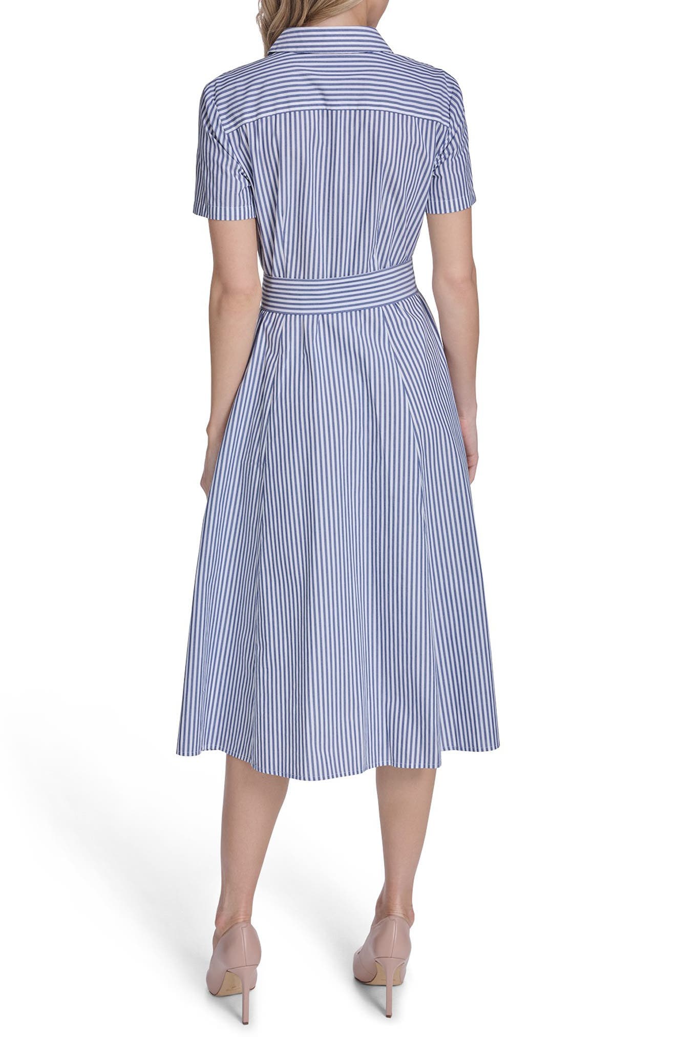 Stripe Short Sleeve Cotton Shirtdress - image 2