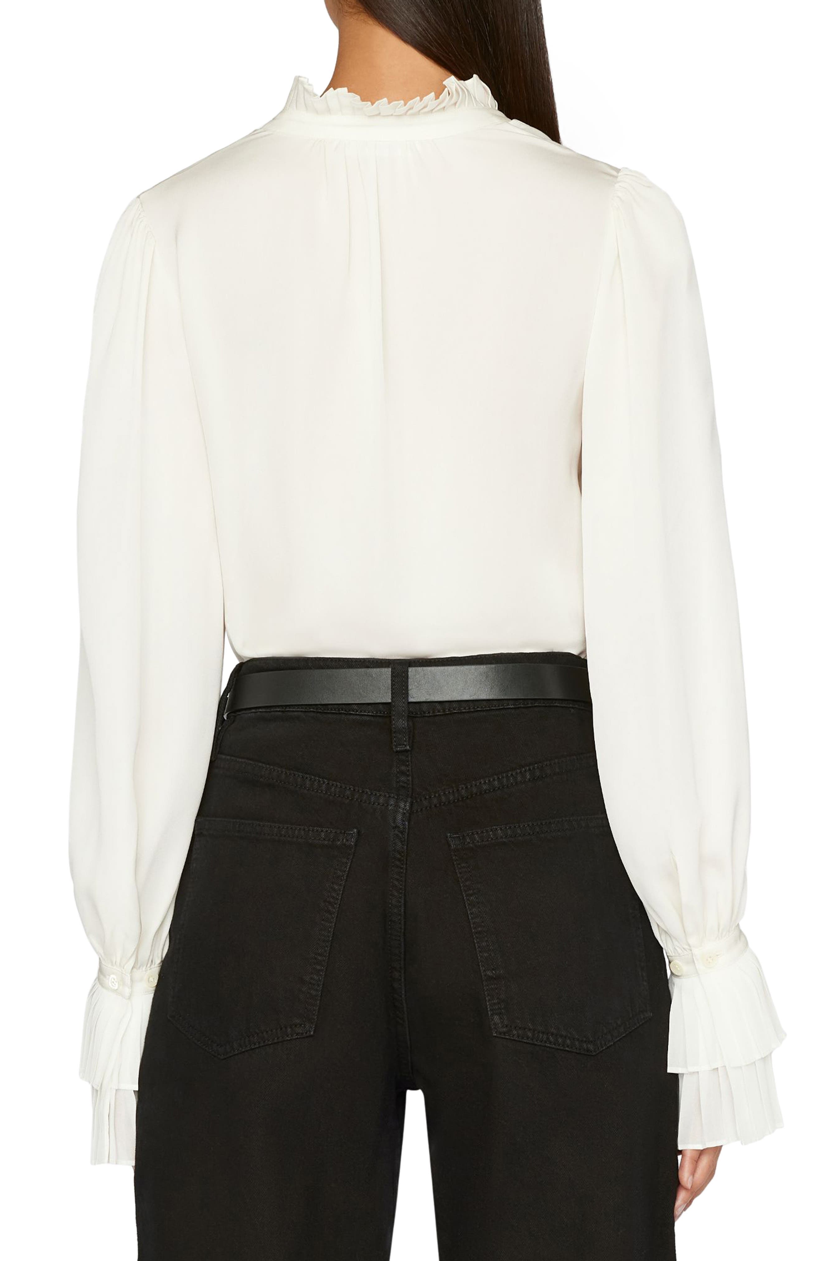 Pleated Long Sleeve Silk Blouse - image 2