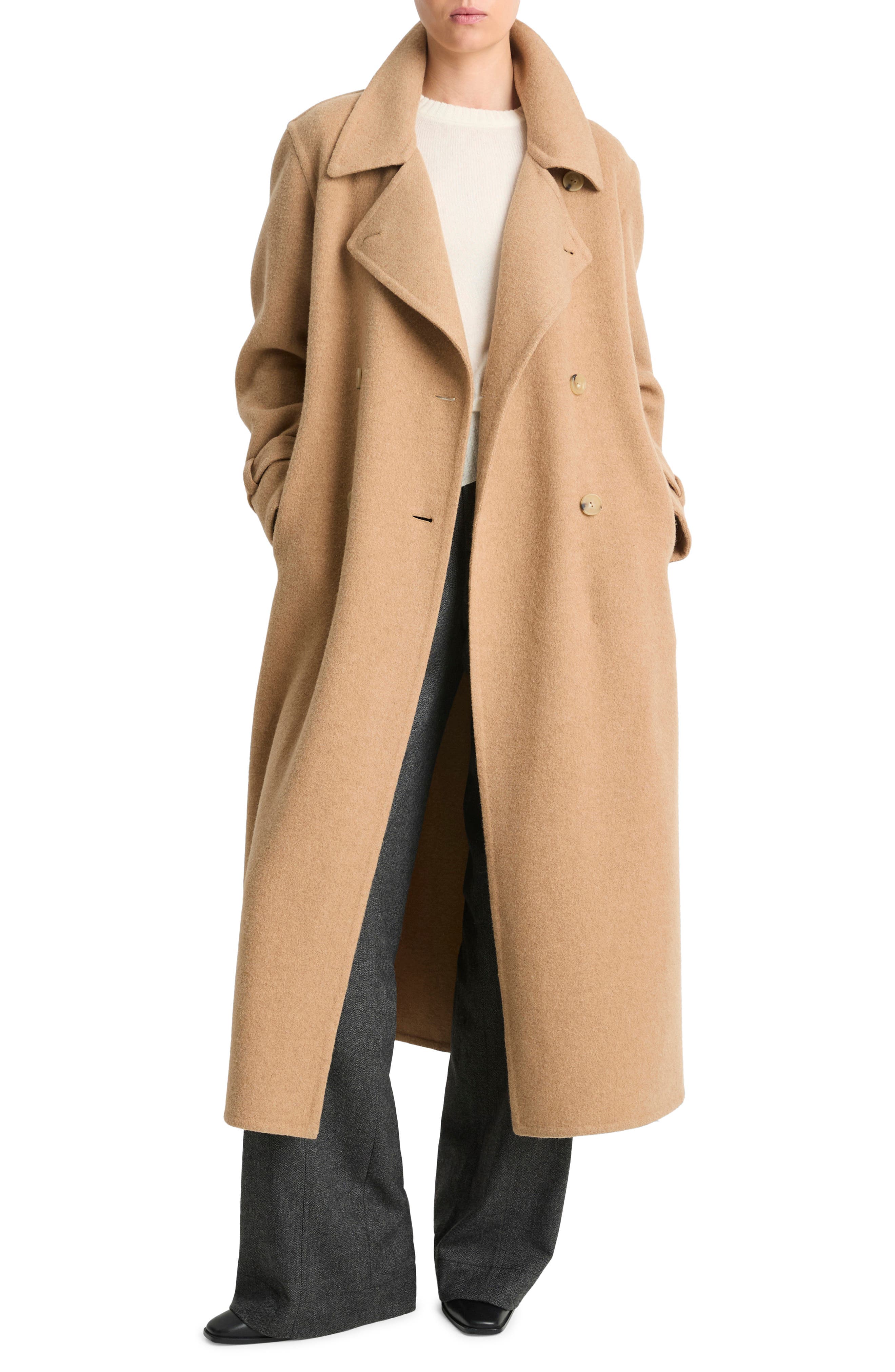 Double Breasted Wool Blend Belted Coat - image 1