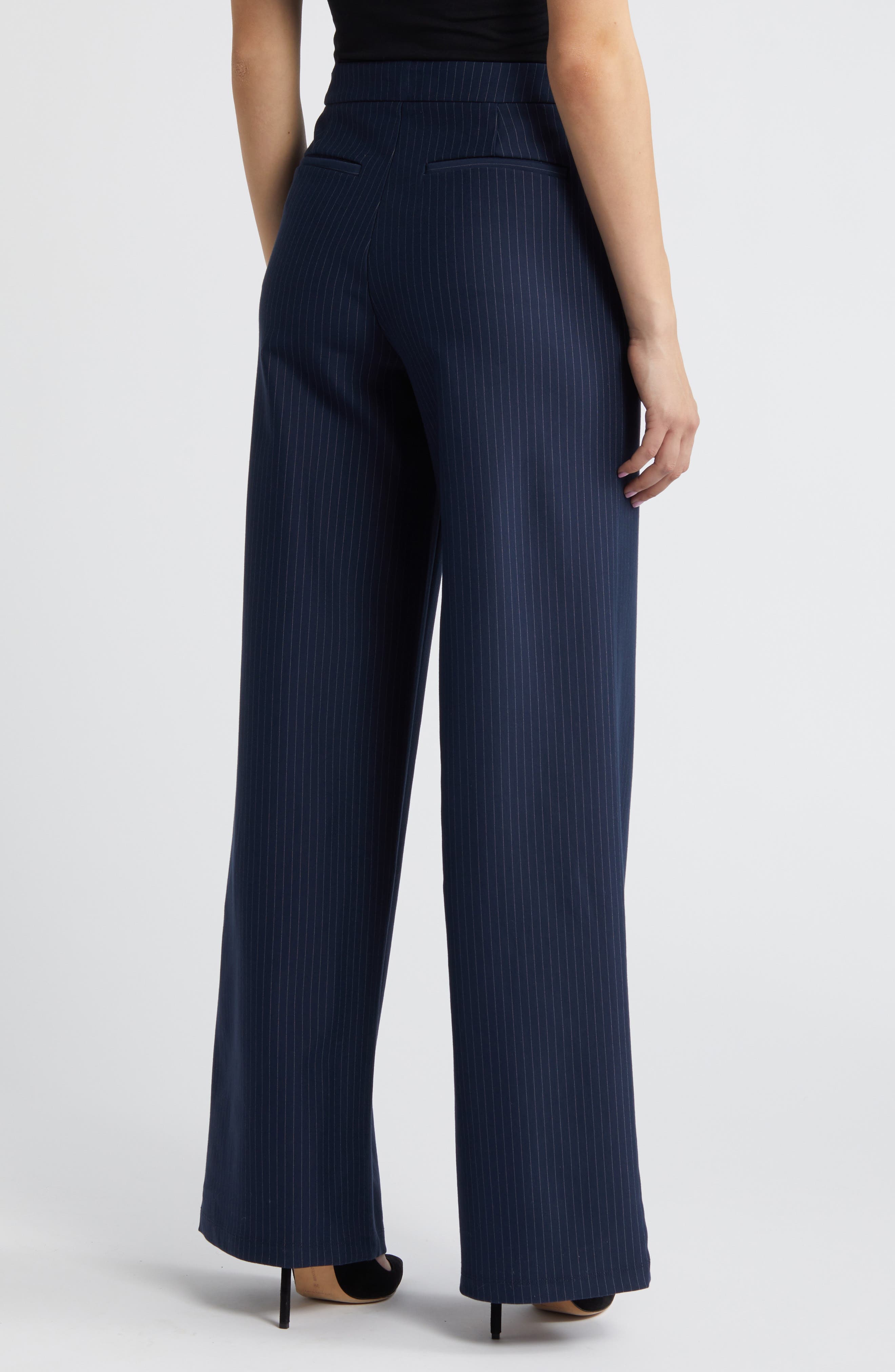 Stripe Ponte Knit Wide Leg Trousers - image 2