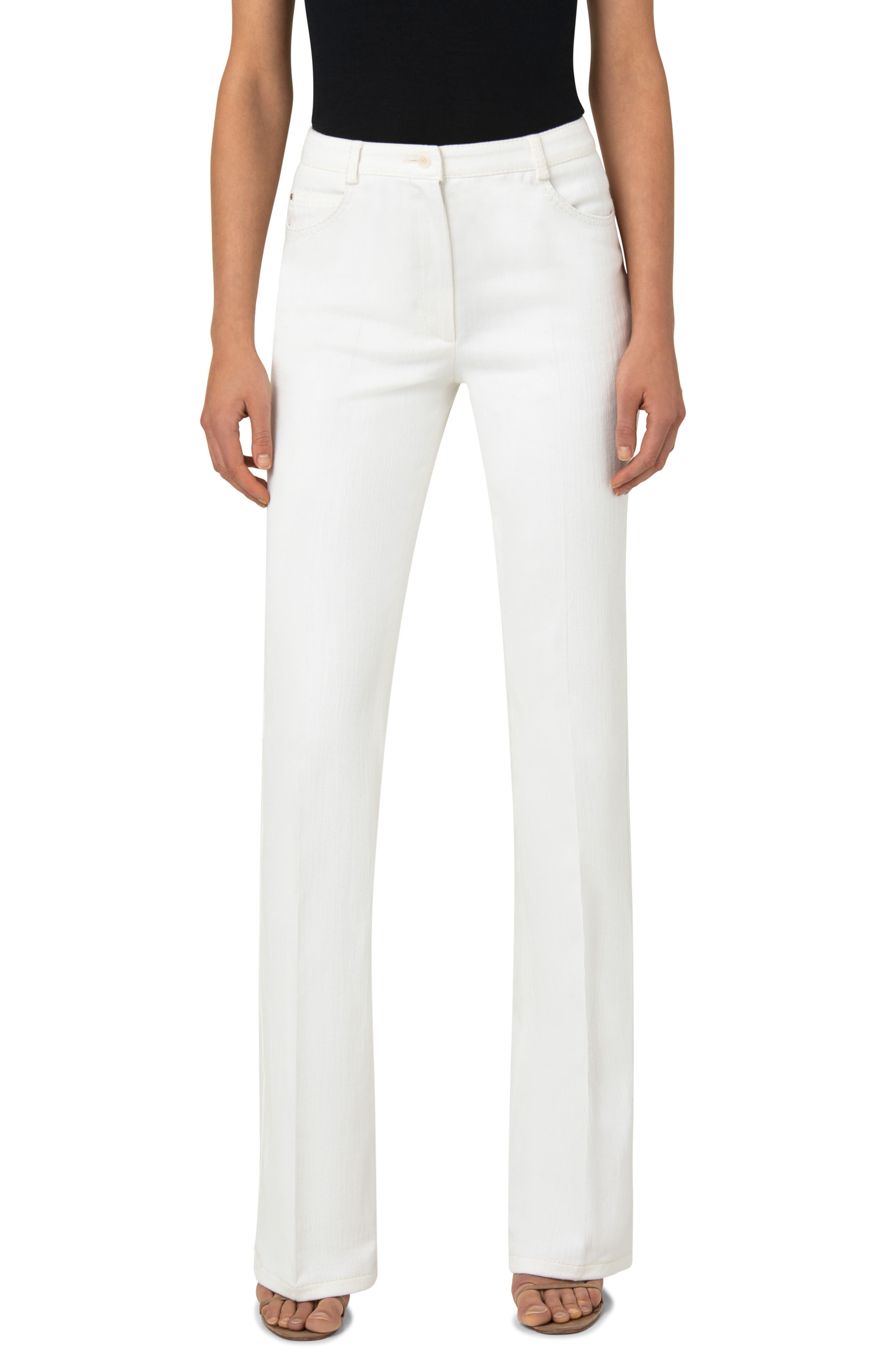 Faye Pintucked Bootcut Stretch Denim Jeans - image 1