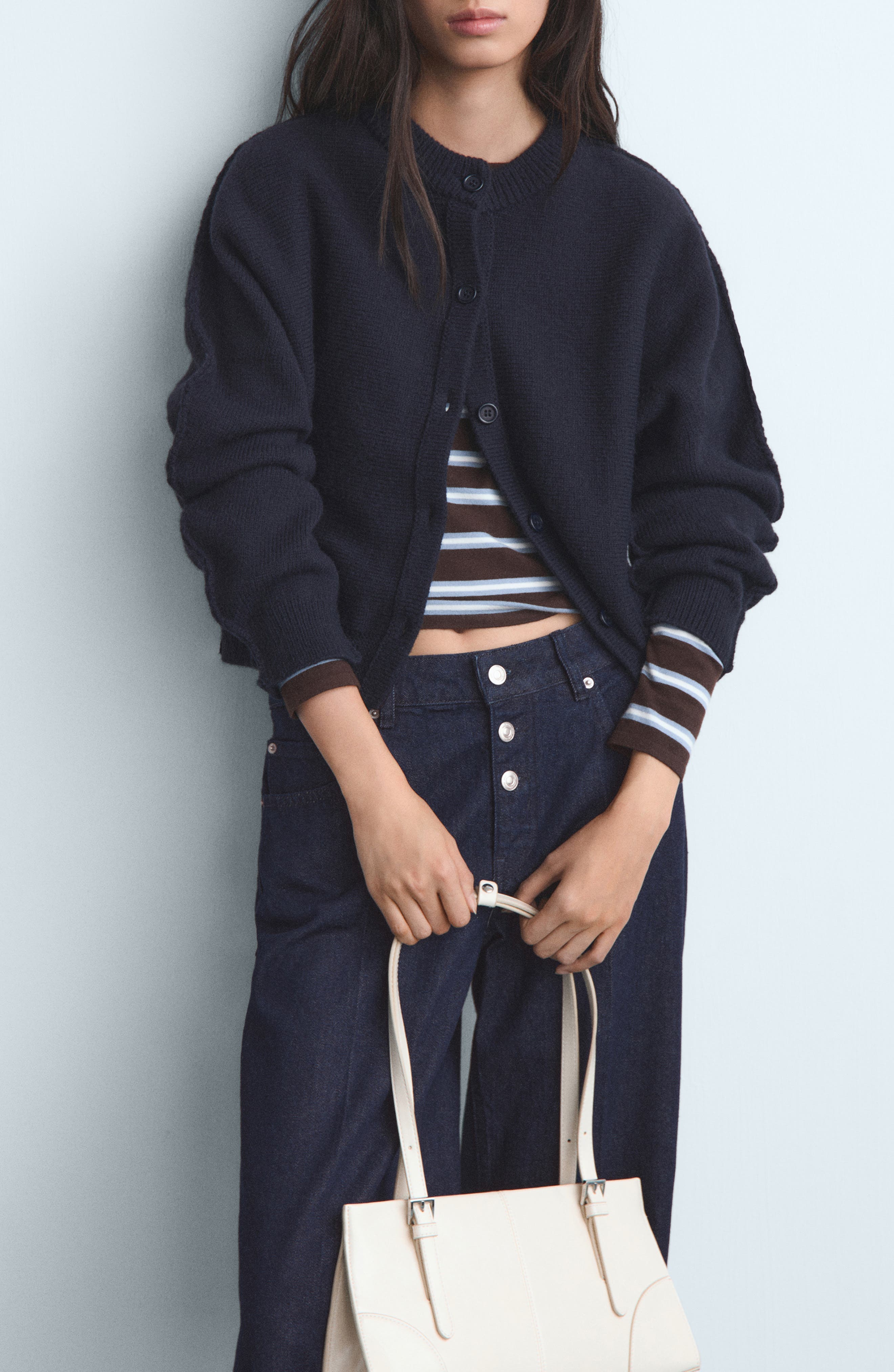 Exposed Button Low Rise Straight Leg Jeans - image 2