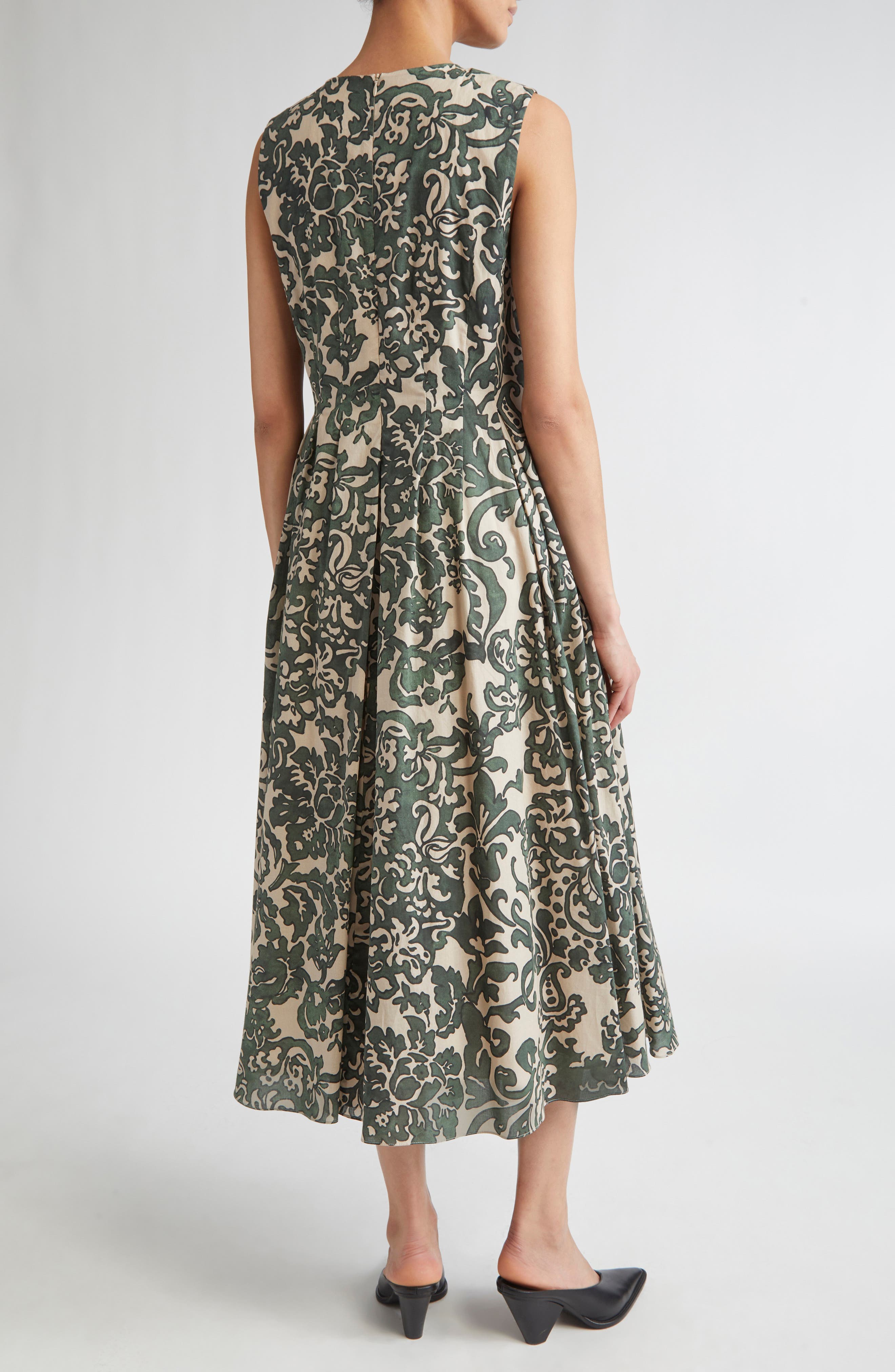 Venice Print Pleated Cotton Voile Dress - image 2