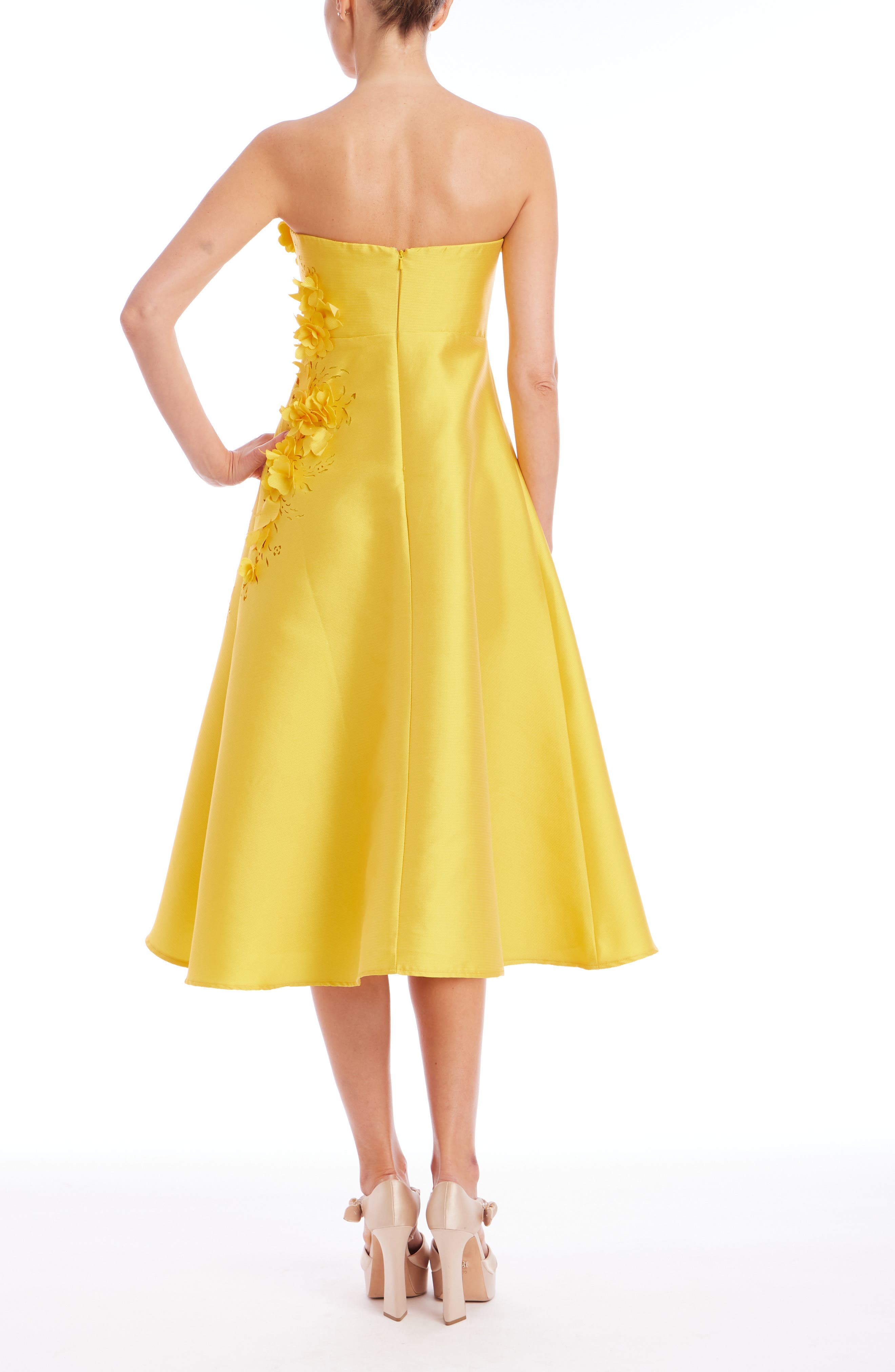 Floral Applique Strapless Cocktail Dress - image 2