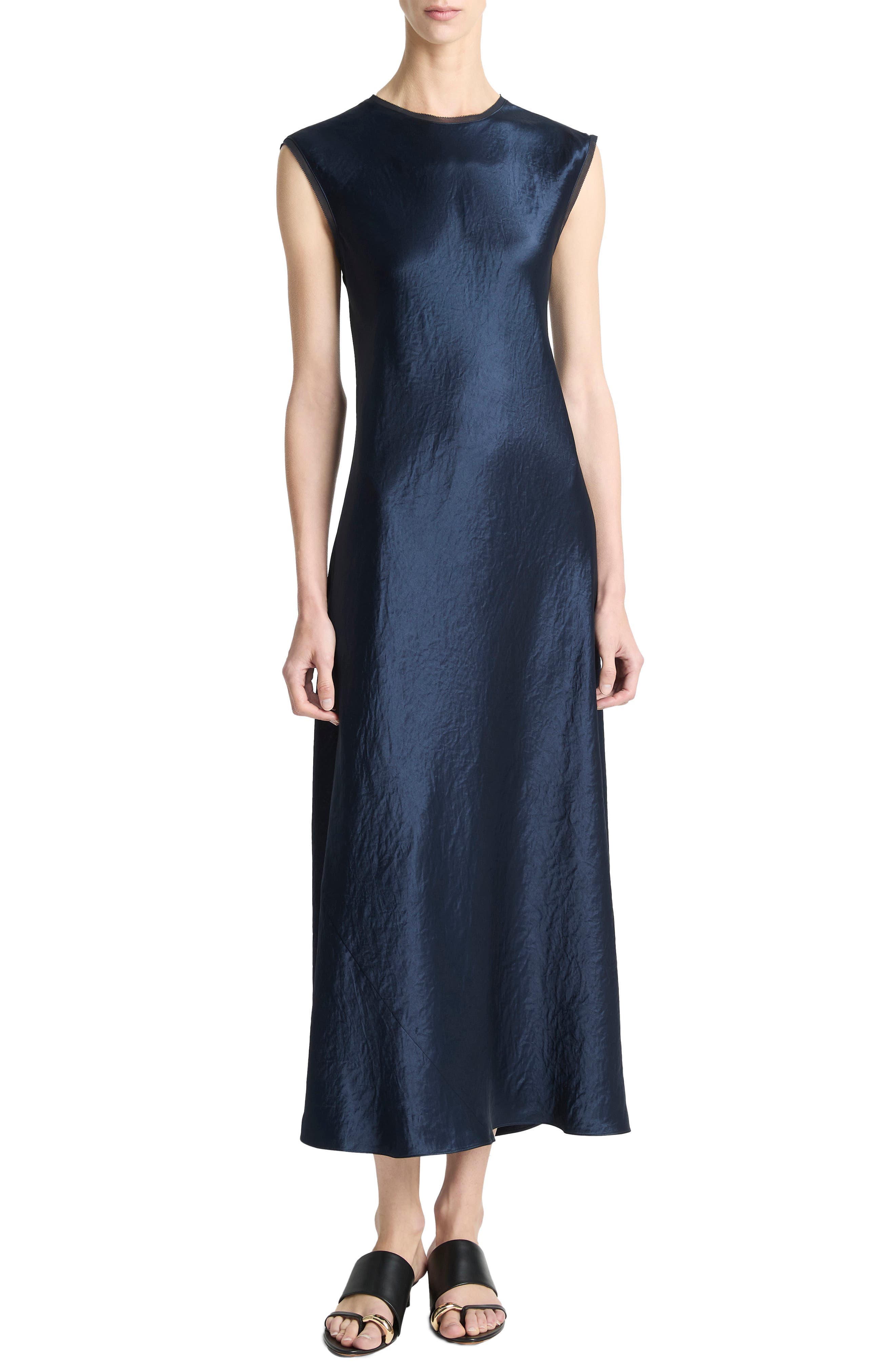 Cap Sleeve Satin Maxi Dress - image 1