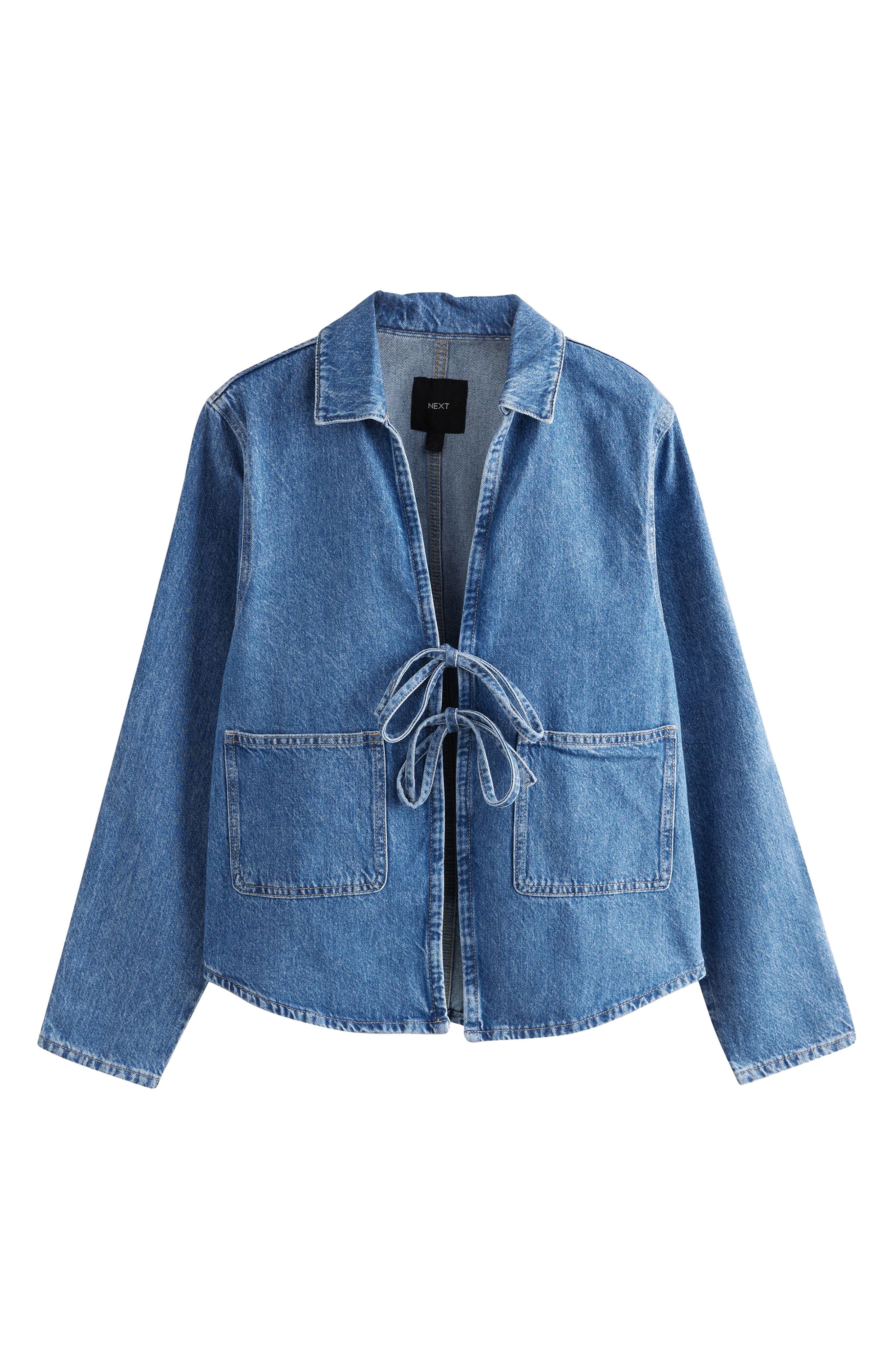 Front Tie Boxy Denim Jacket - image 1