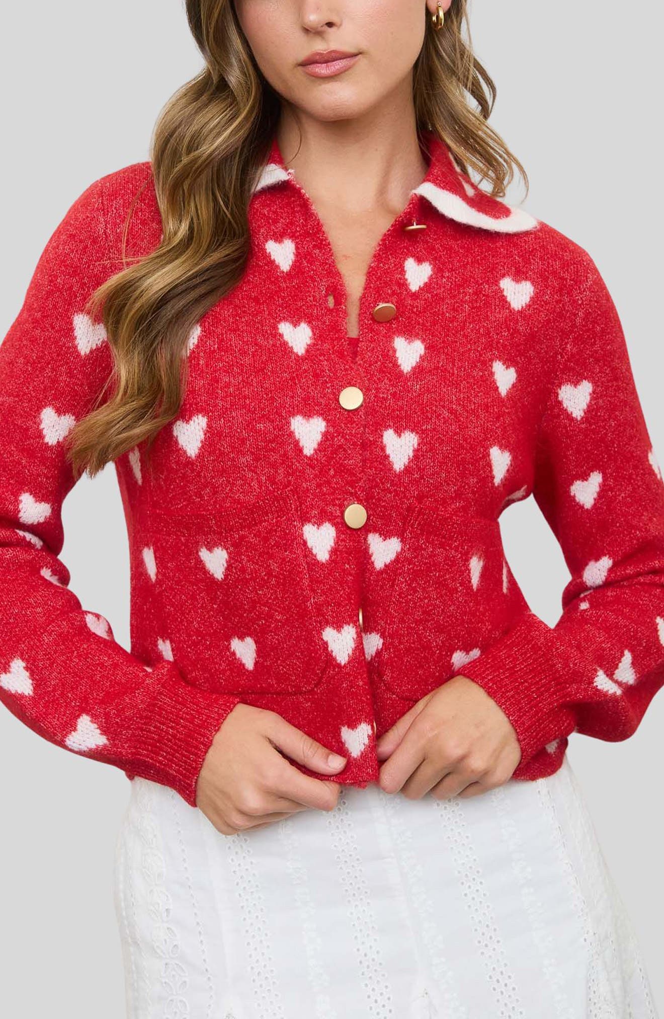 Heart Peter Pan Collar Cardigan - image 3