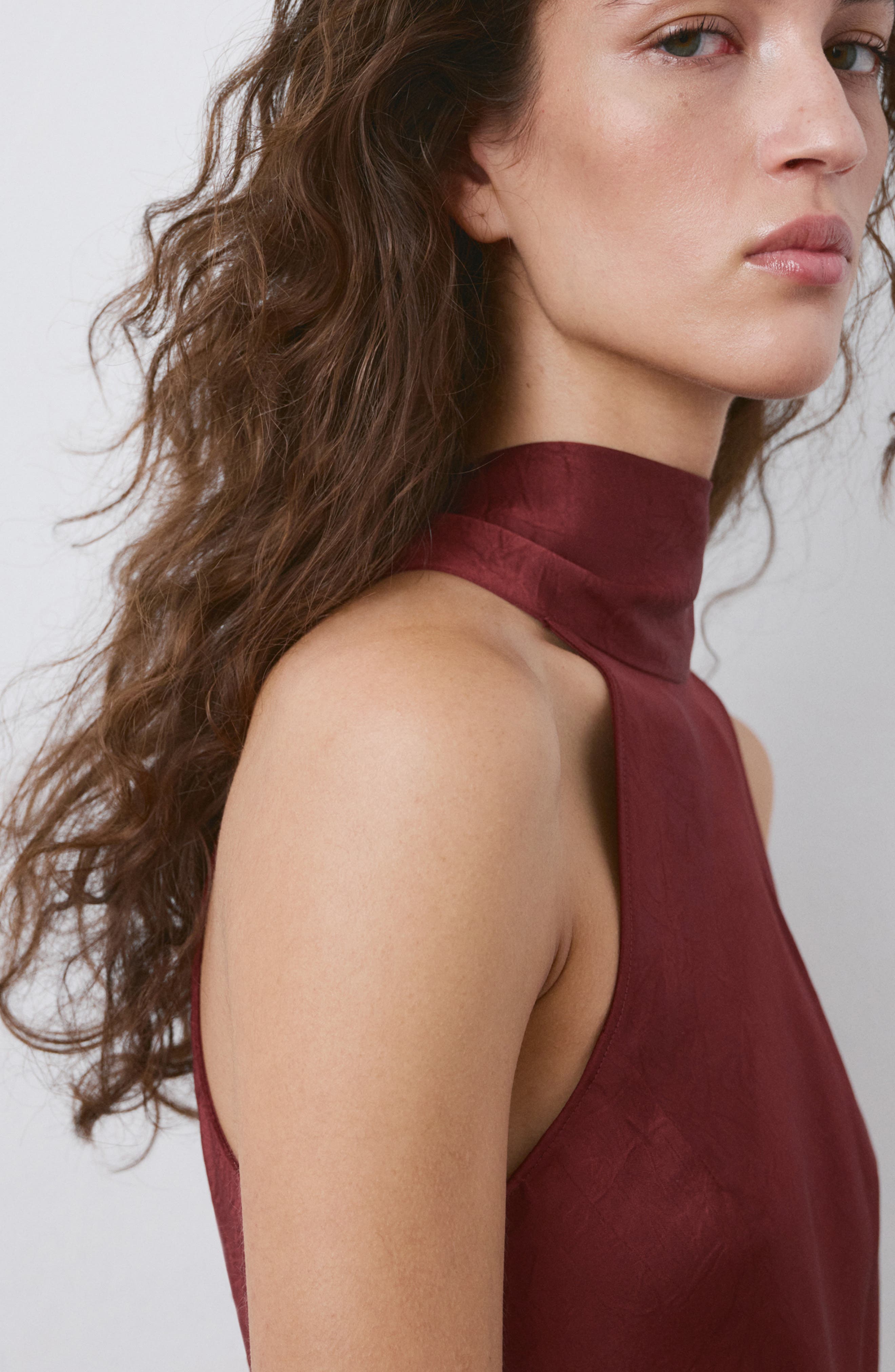 Sleeveless Crinkle Satin Maxi Dress - image 4