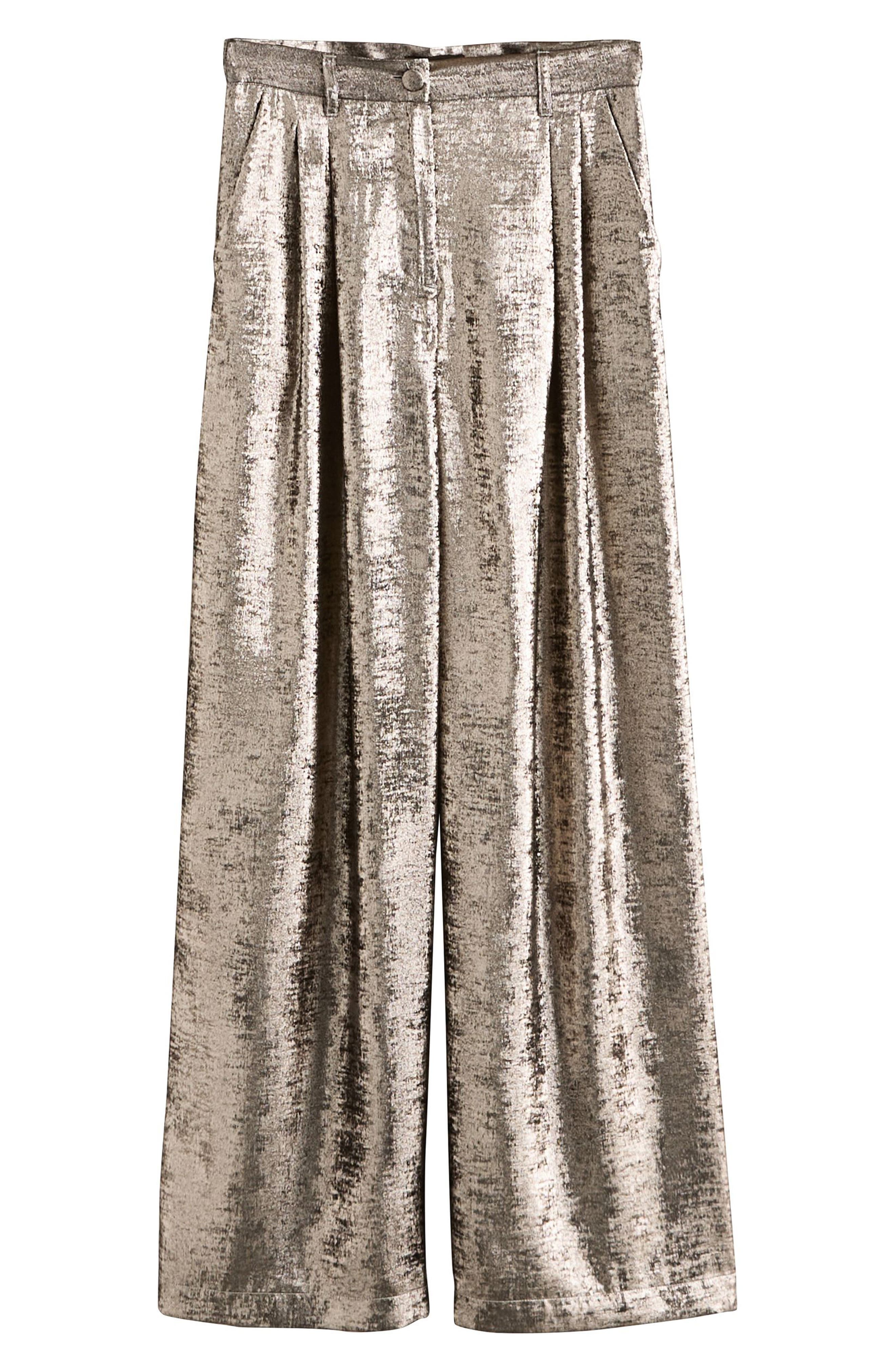 Wide Leg Metallic Pants - image 1
