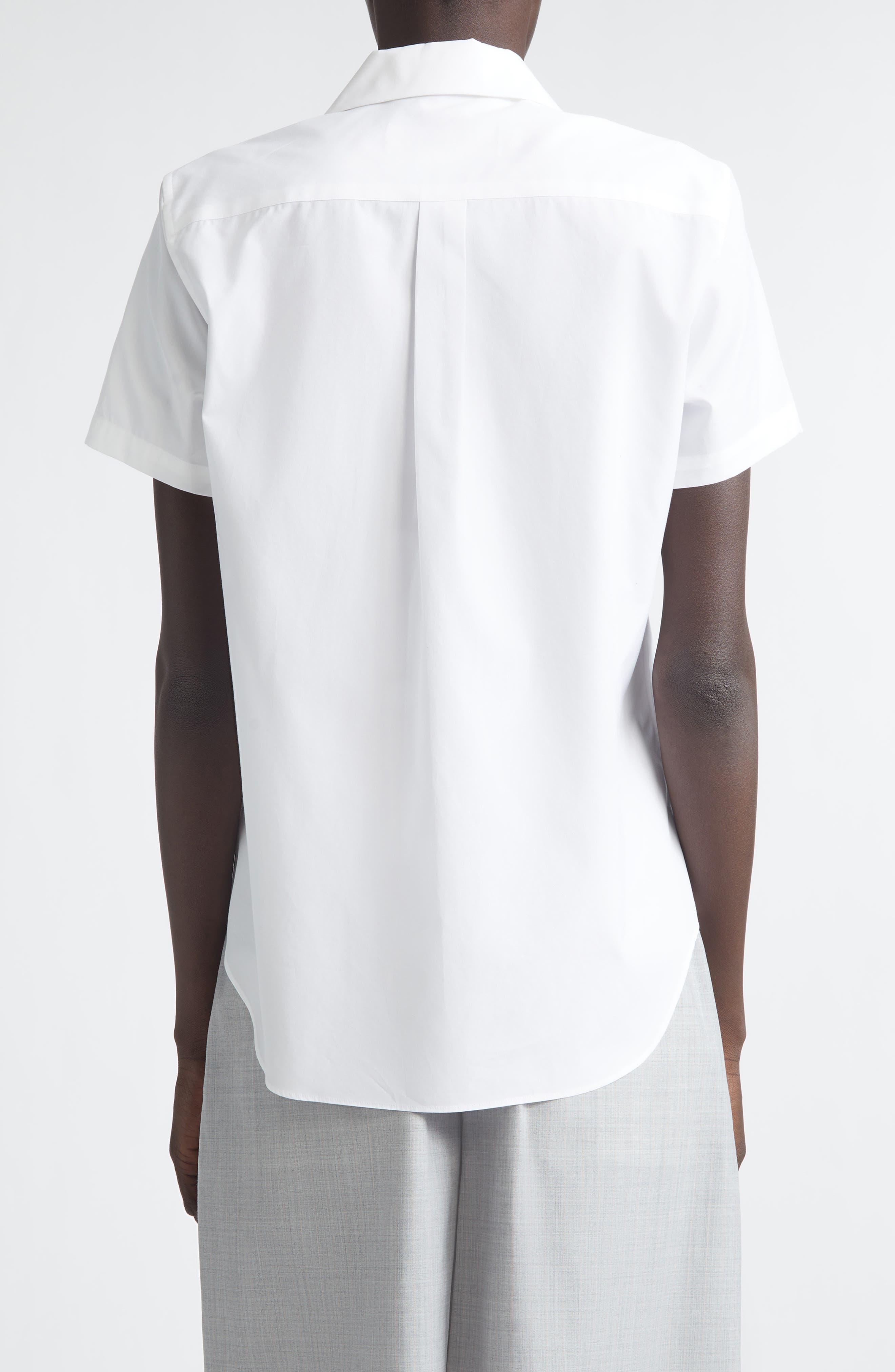 Bow Detail Cotton Broadcloth Button-Up Shirt - image 2