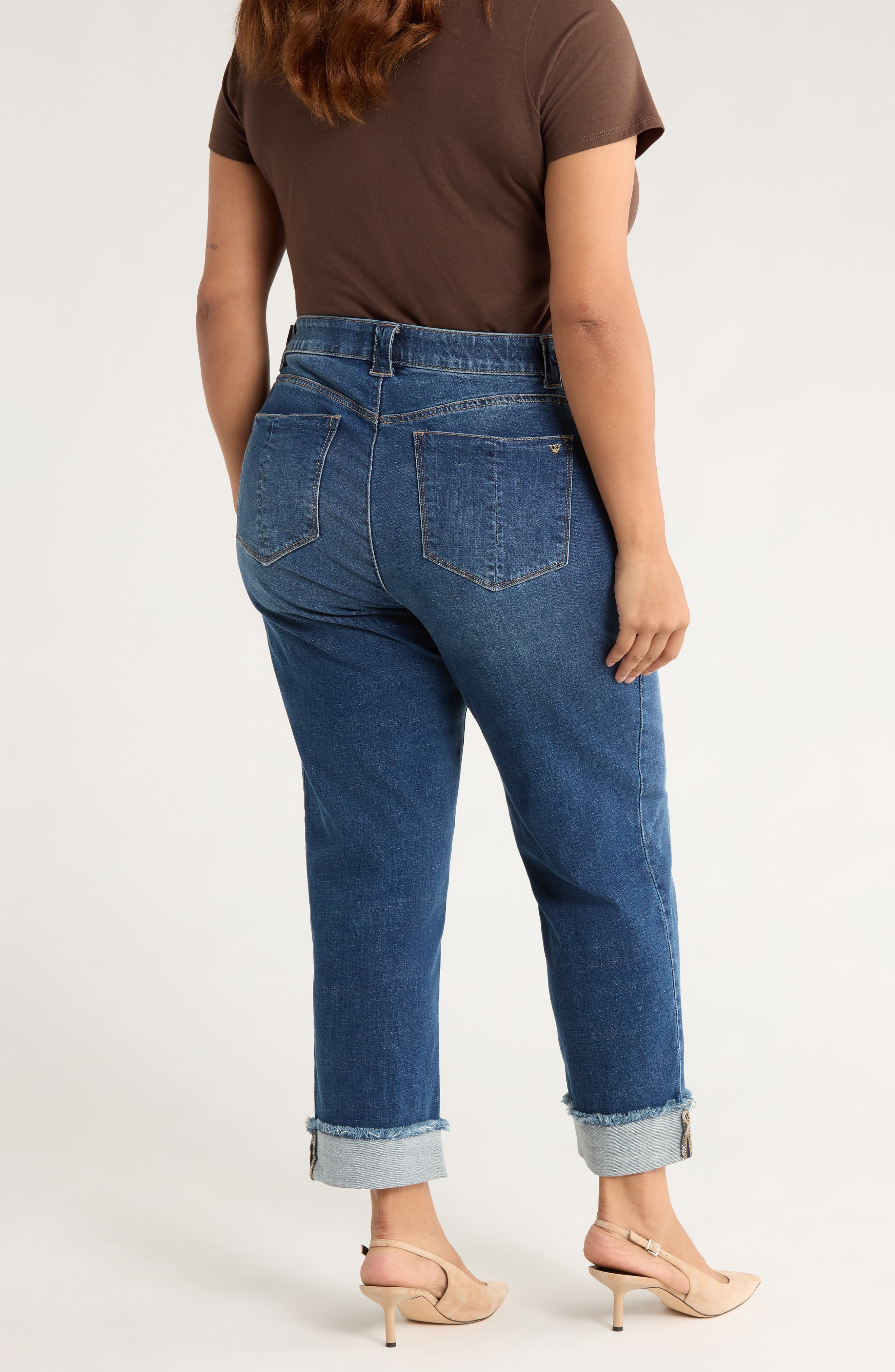 High Waist Frayed Cuff Hem Straight Leg Jeans - image 2