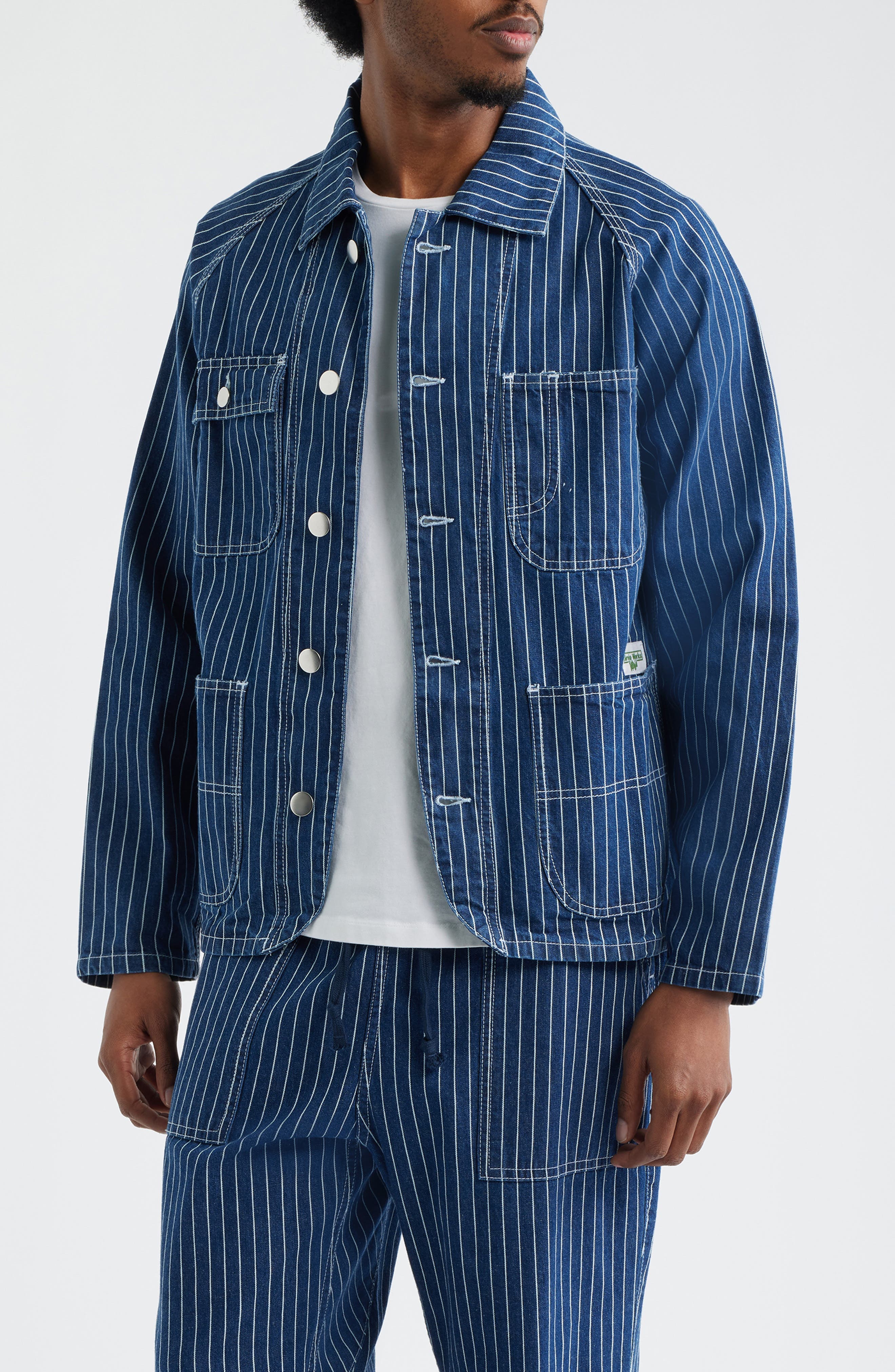 Pinstripe Organic Cotton Denim Utility Jacket - image 1