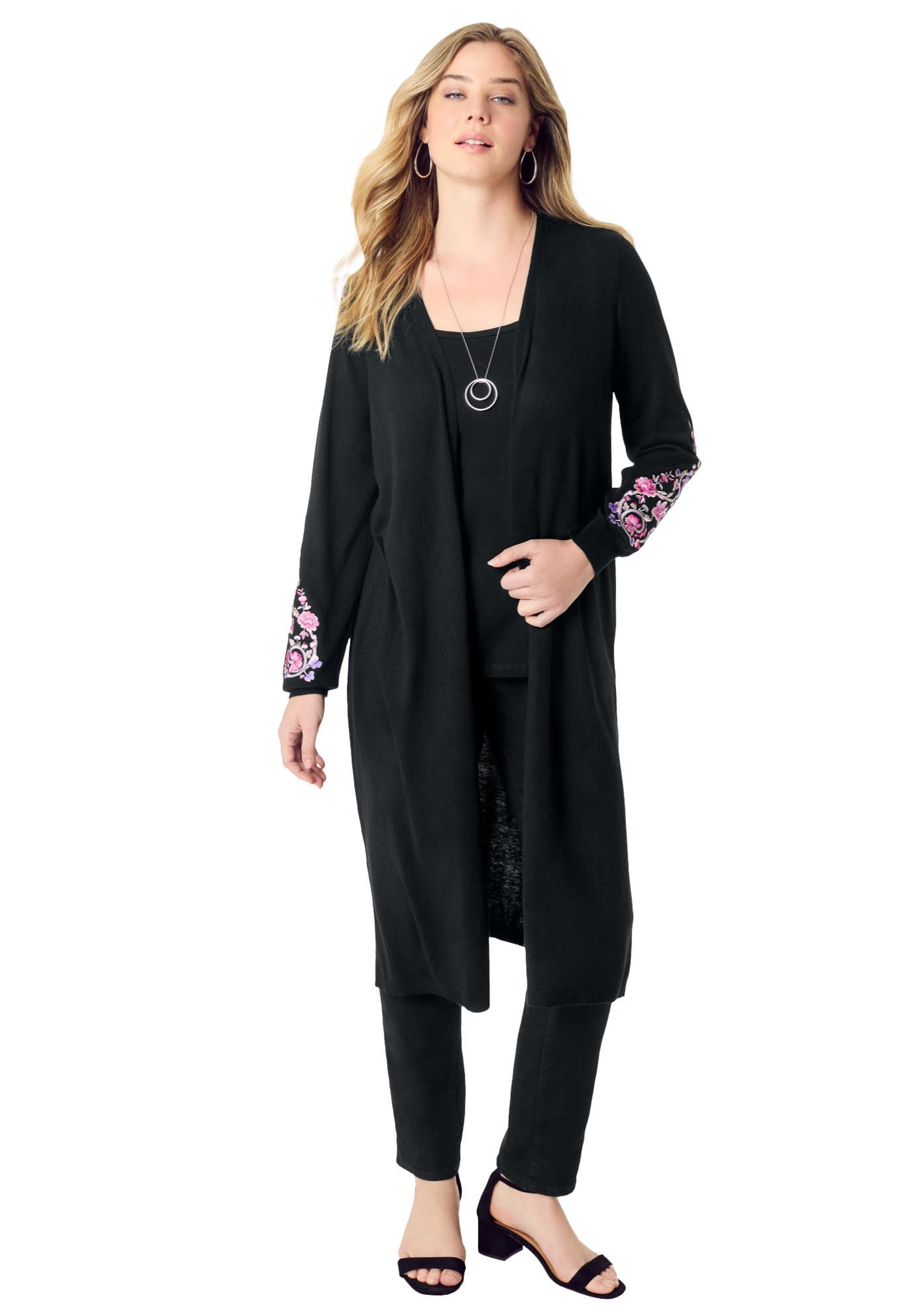Embroidered Duster Cardigan - image 1