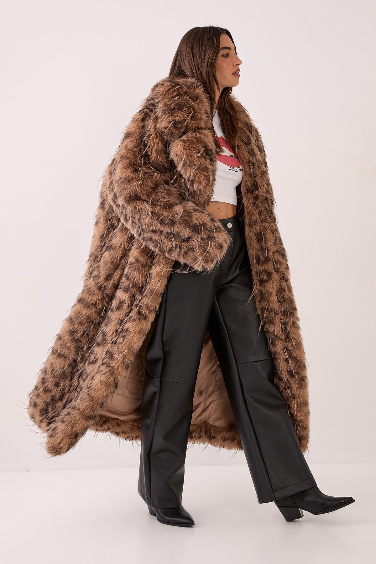 Faux Fur Longline Coat - image 2