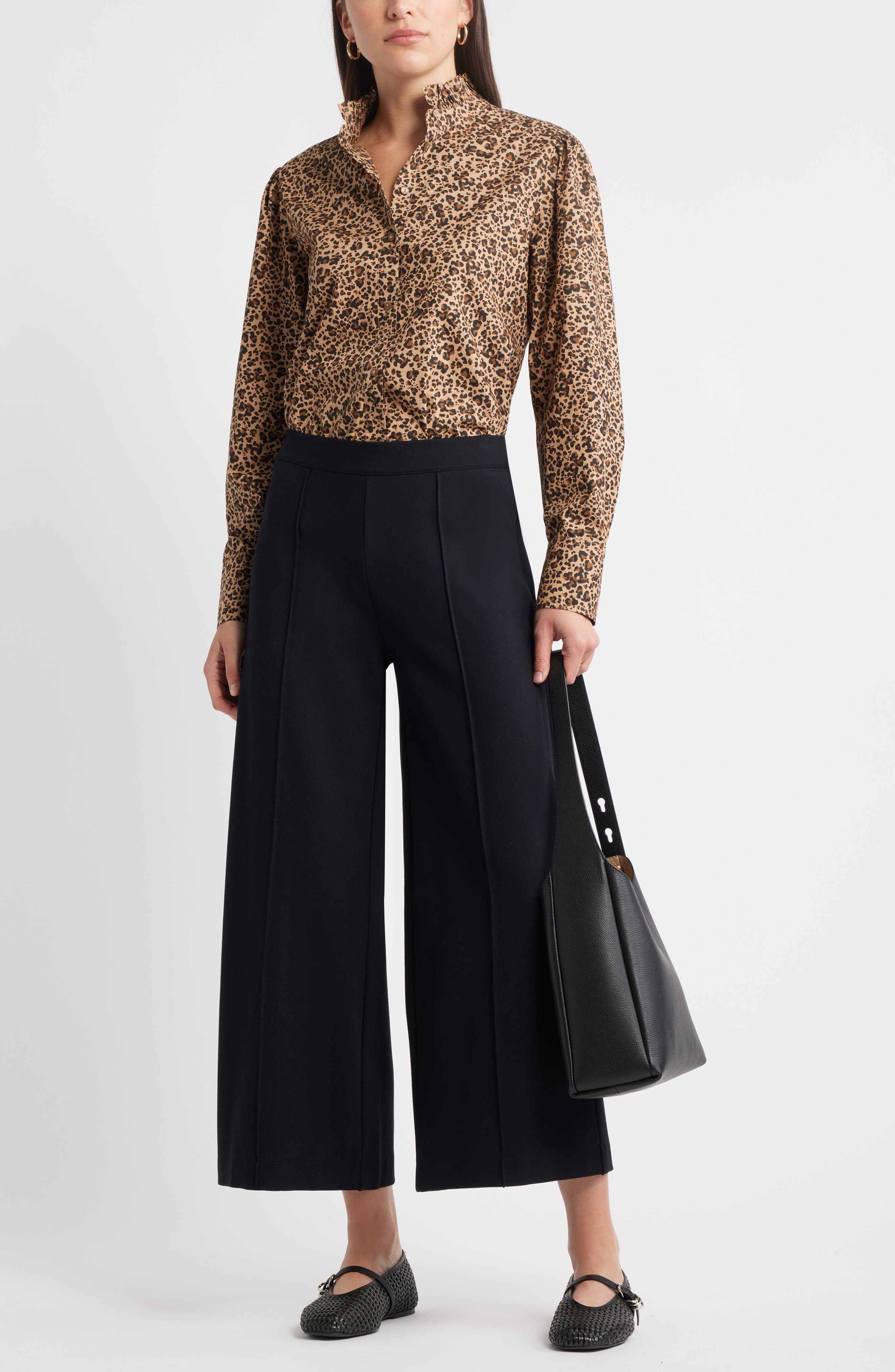 Wide Leg Crop Ponte Pants - image 2