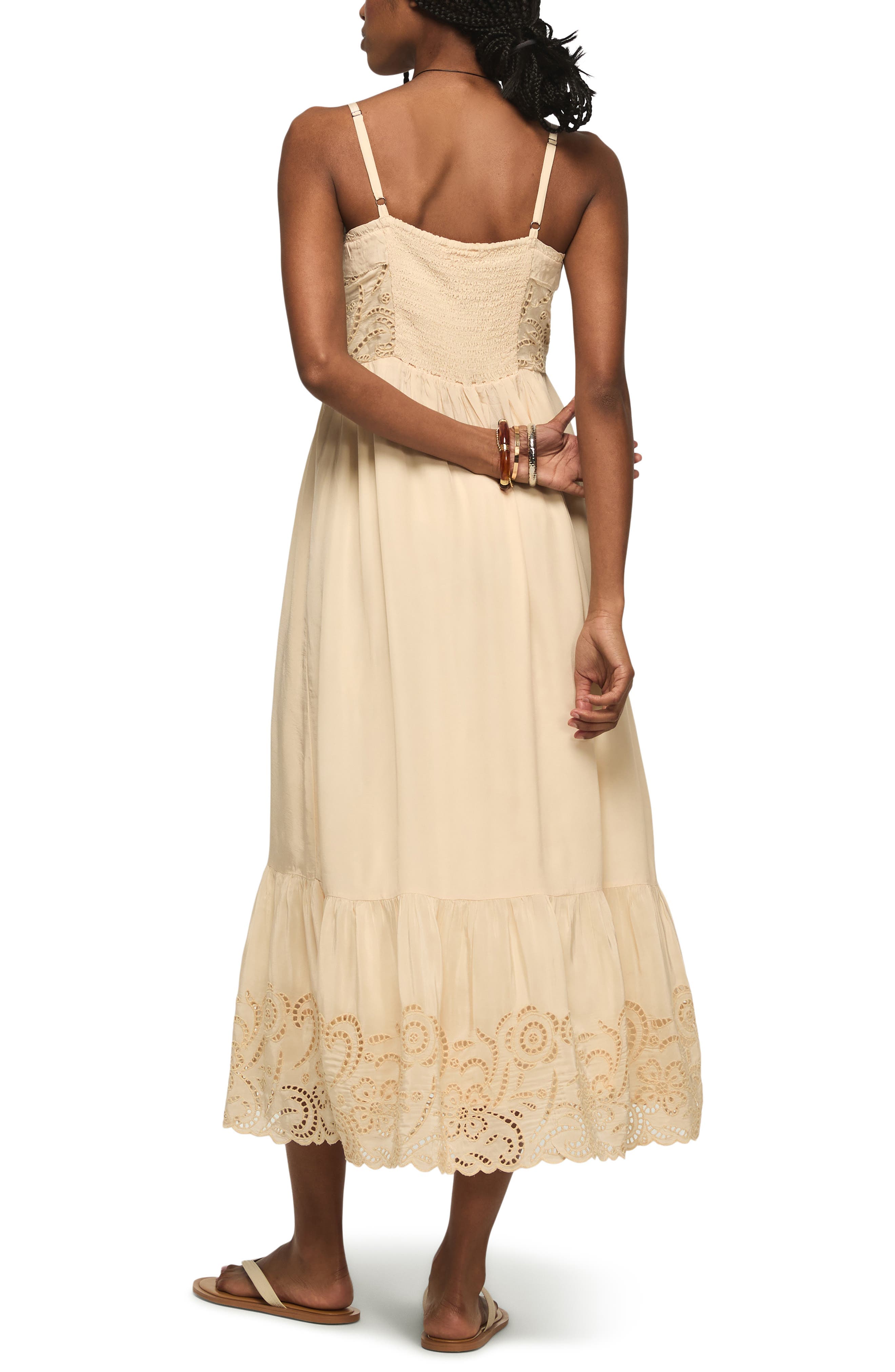 Cutwork Ruffle Hem Midi Dress - image 2