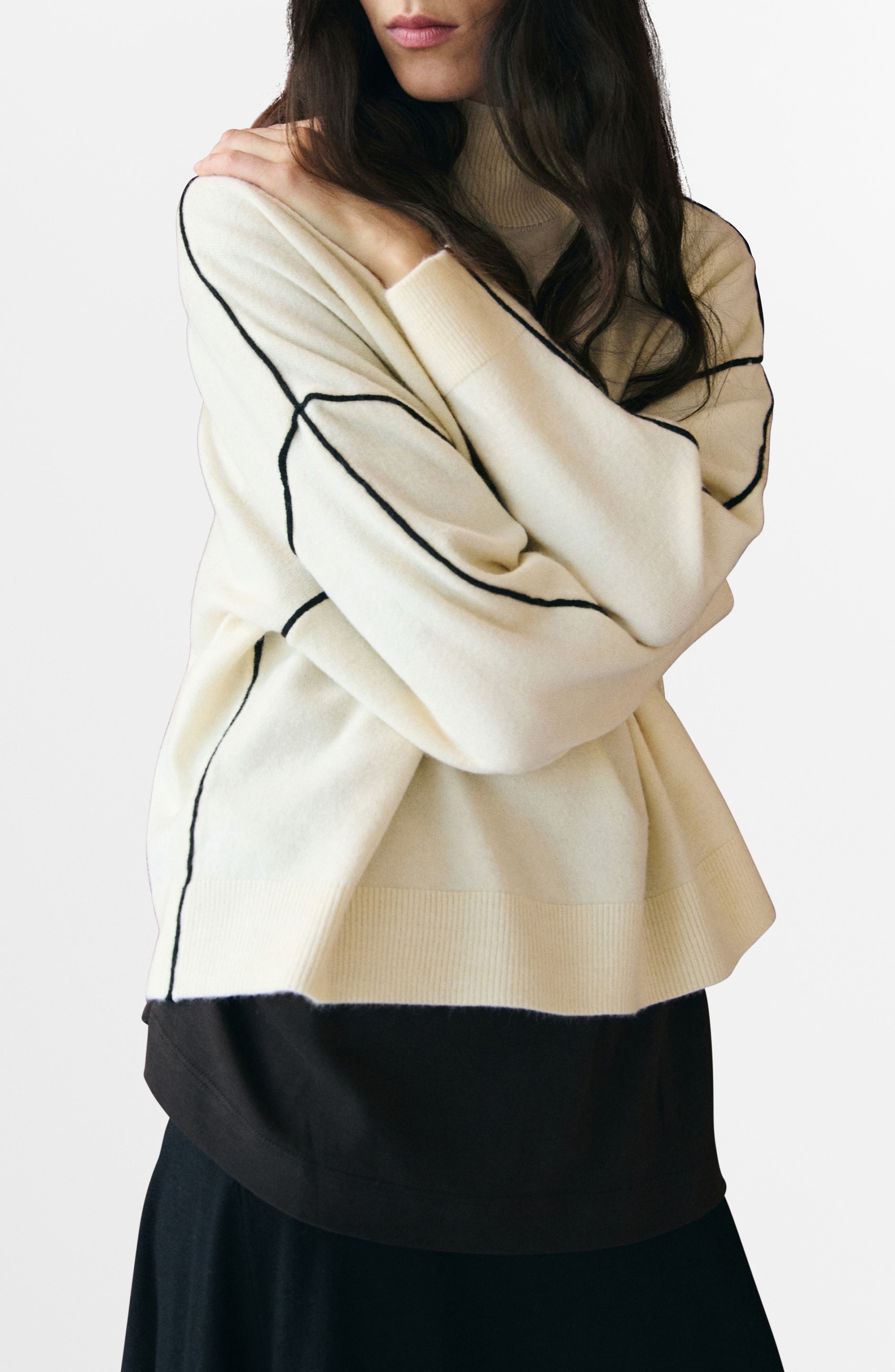 Piped Mock Neck Sweater - image 1