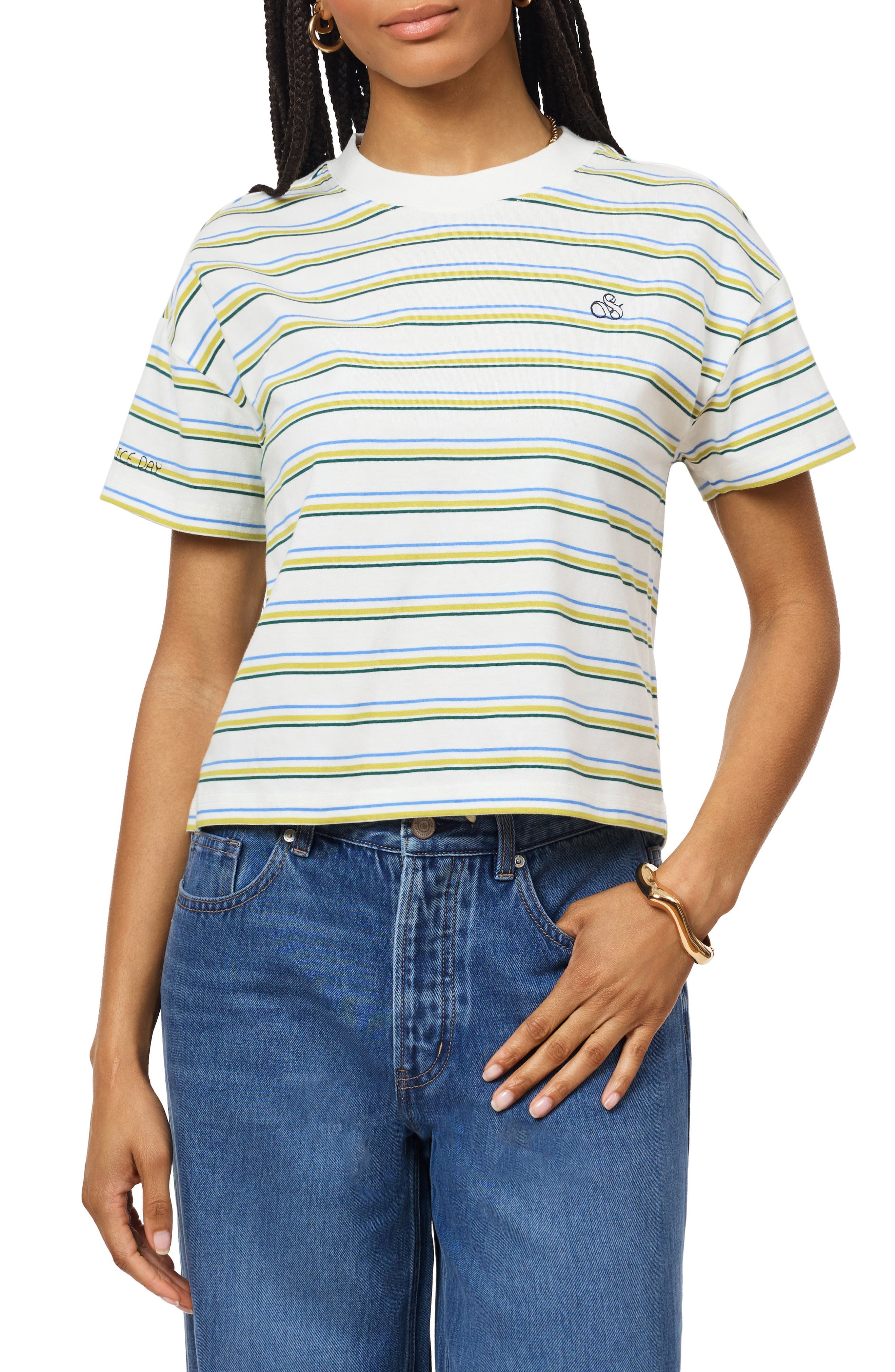 Boxy Yarn Dye Stripe T-Shirt - image 3