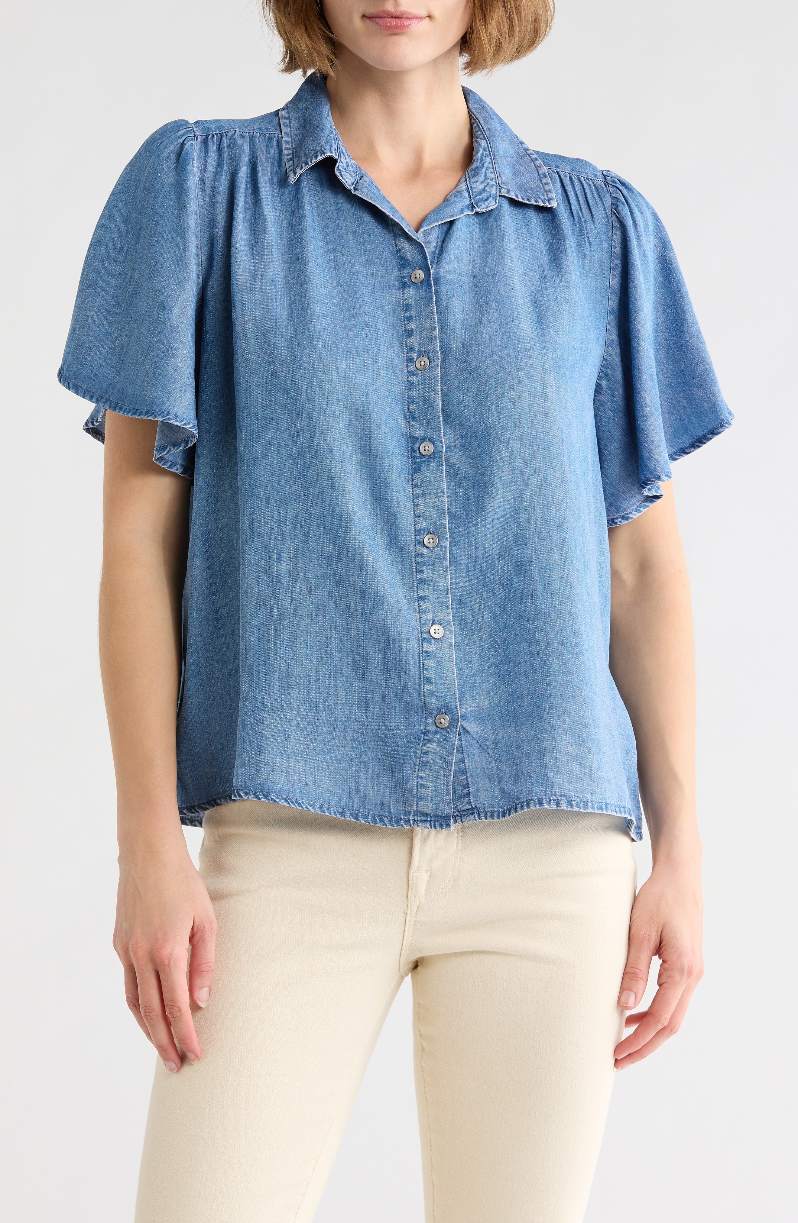 Greyson Short Sleeve Denim Button-Up Shirt - image 3
