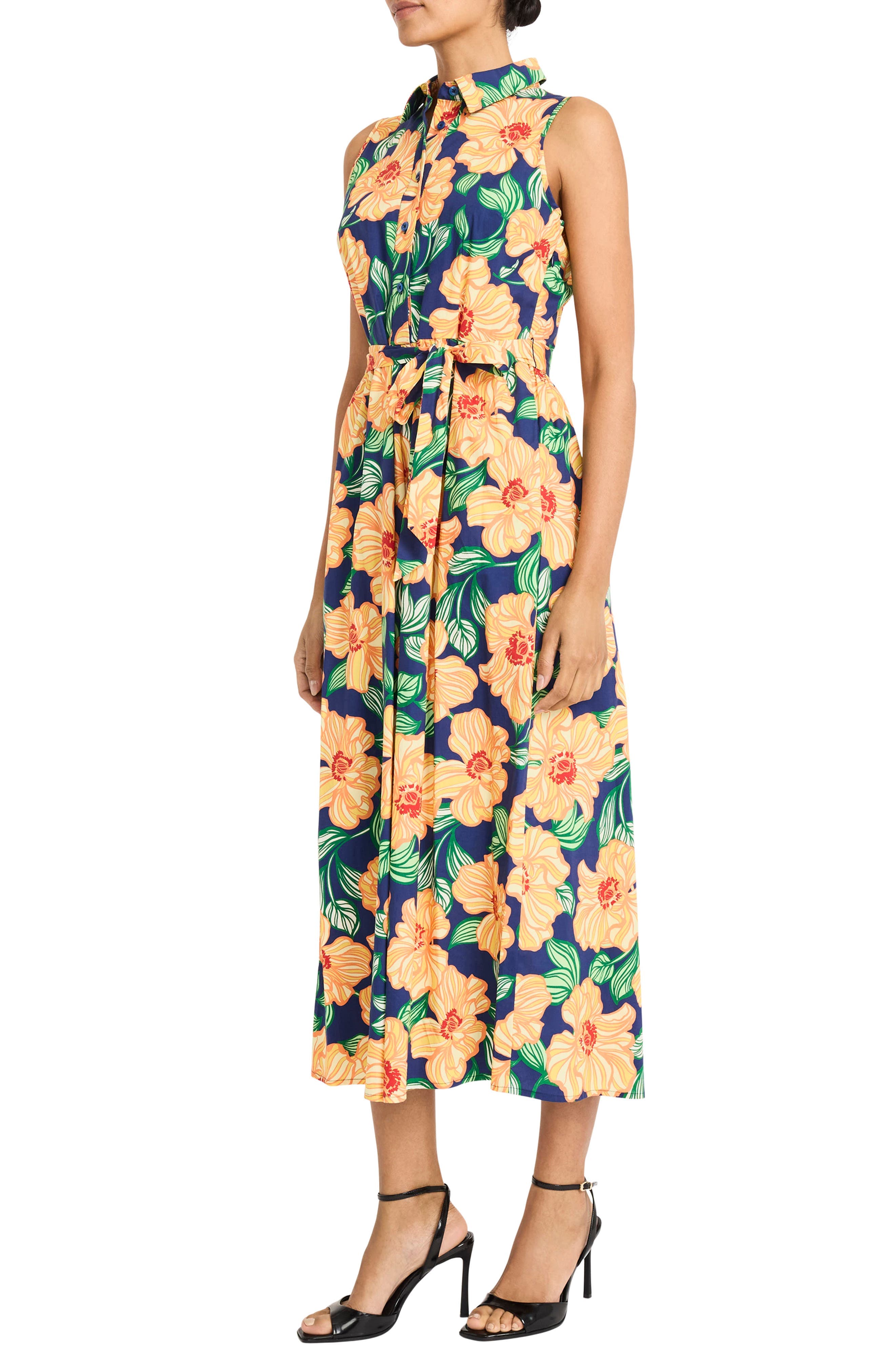 Floral Sleeveless Midi Shirtdress - image 1
