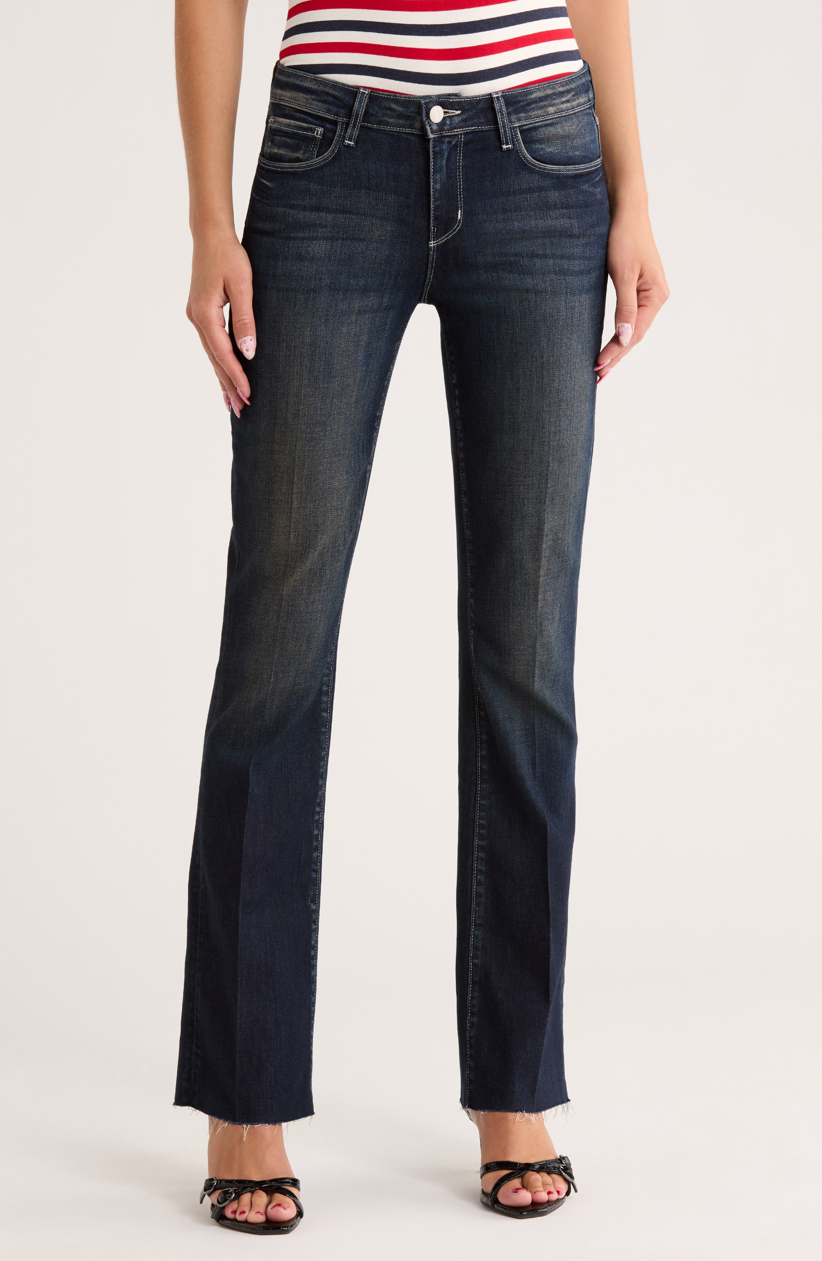 Sneeki Low Rise Raw Hem Straight Leg Jeans - image 1
