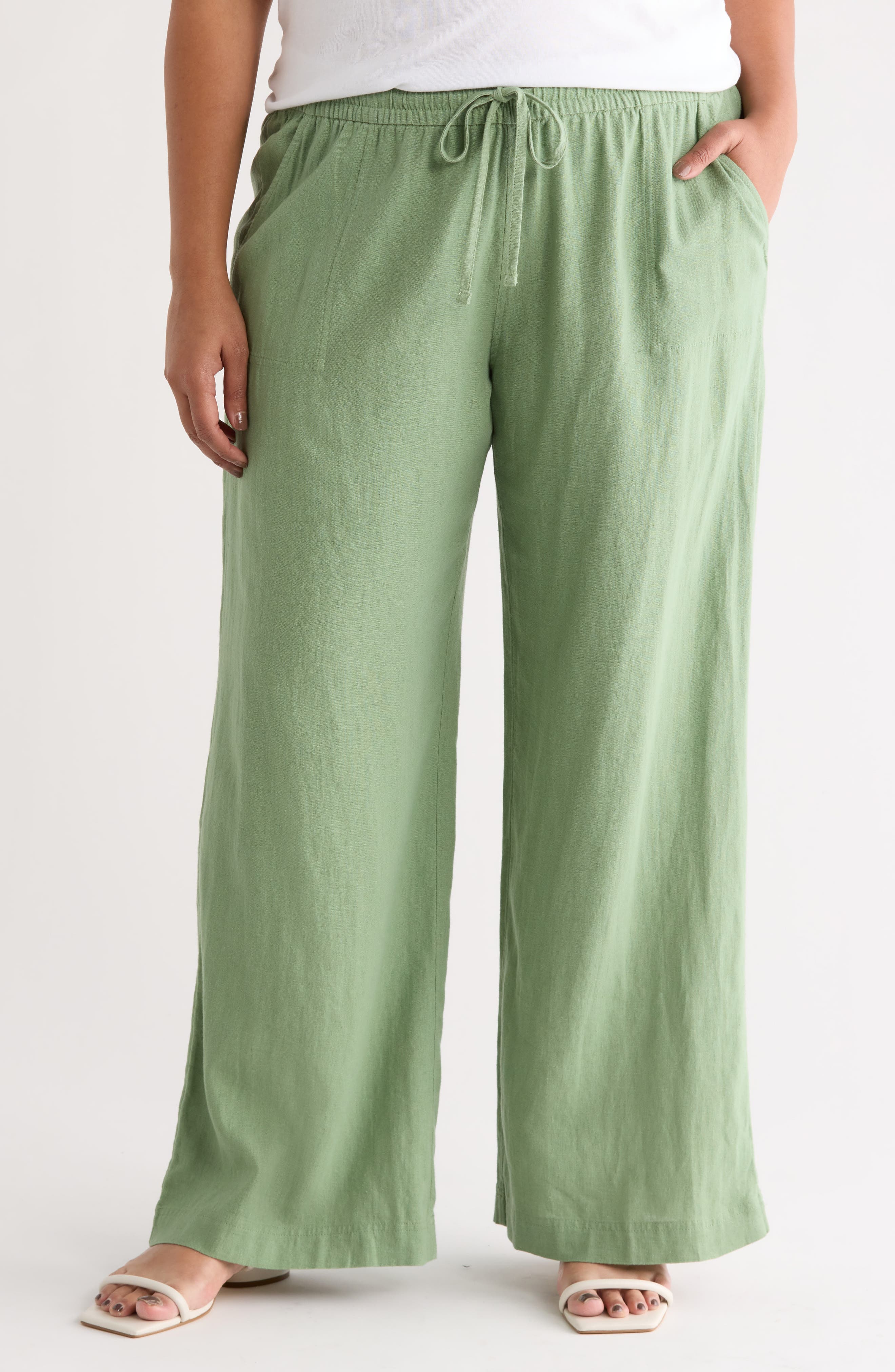 Linen Blend Drawstring Pants - image 3