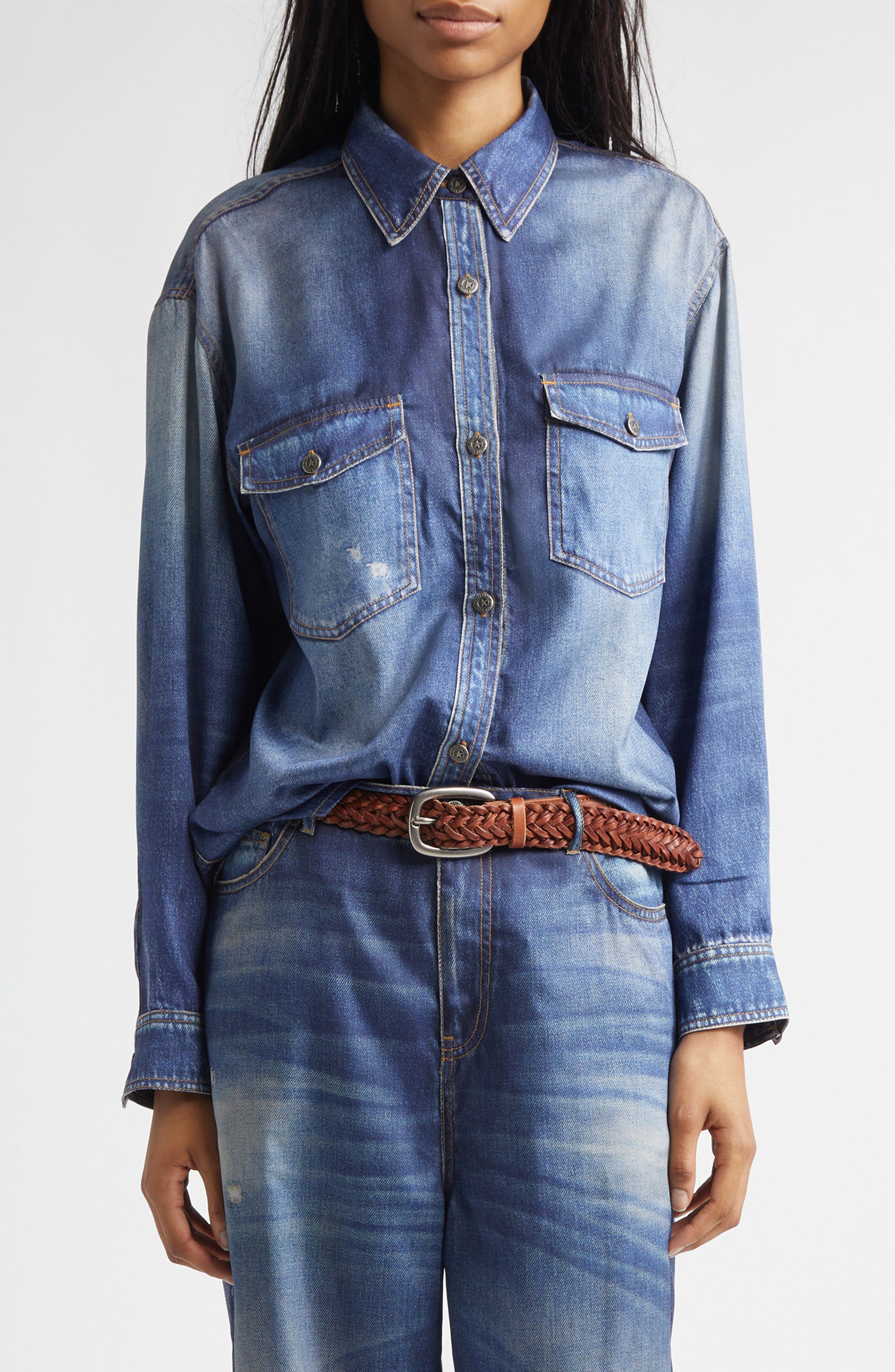 Journey Patty Distressed Twill Button-Up Shirt - image 1