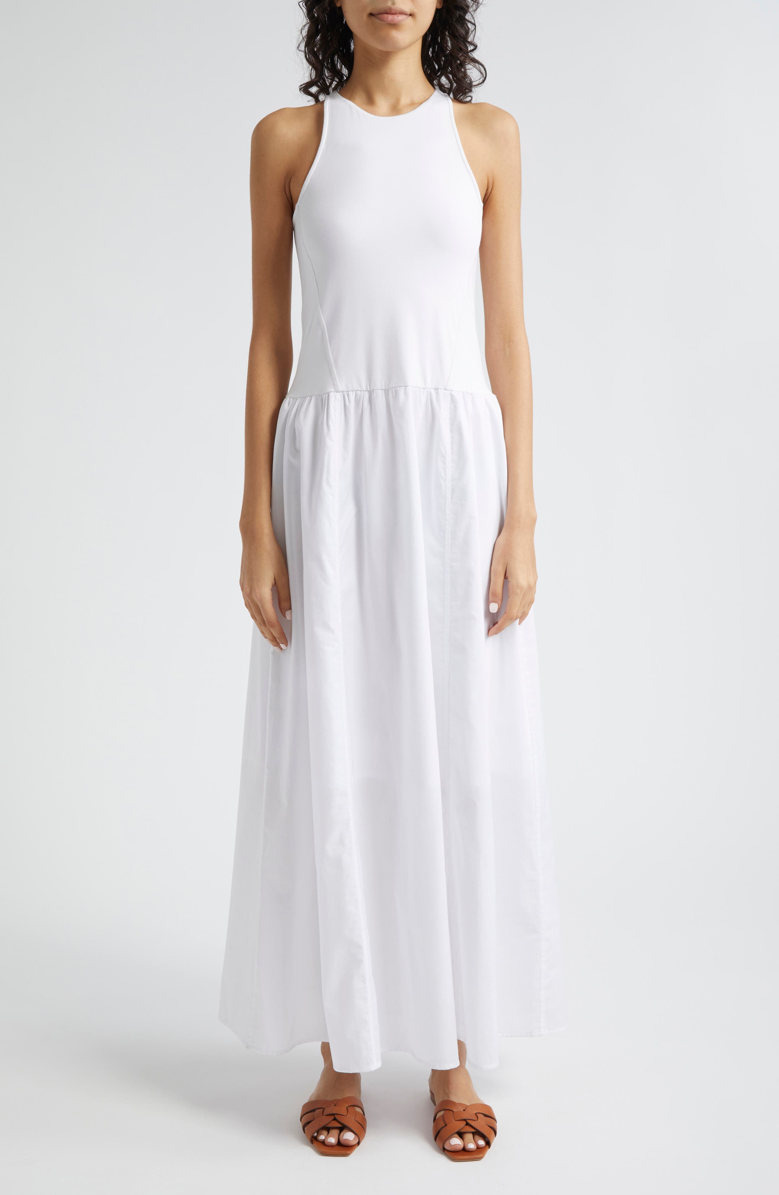 Mixed Media Stretch Pima Cotton Maxi Dress - image 1