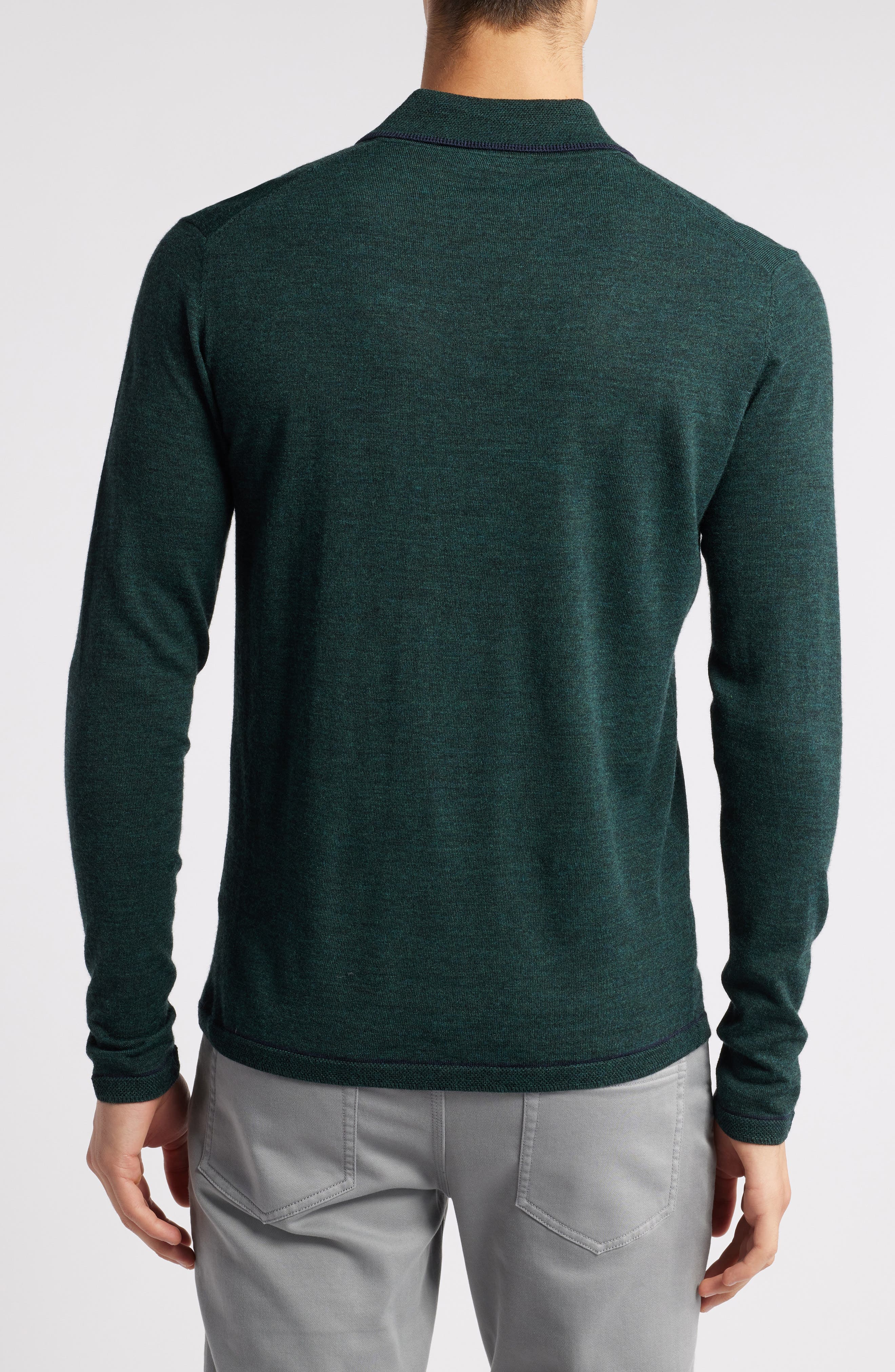 Roman Long Sleeve Merino Wool Sweater Polo - image 2