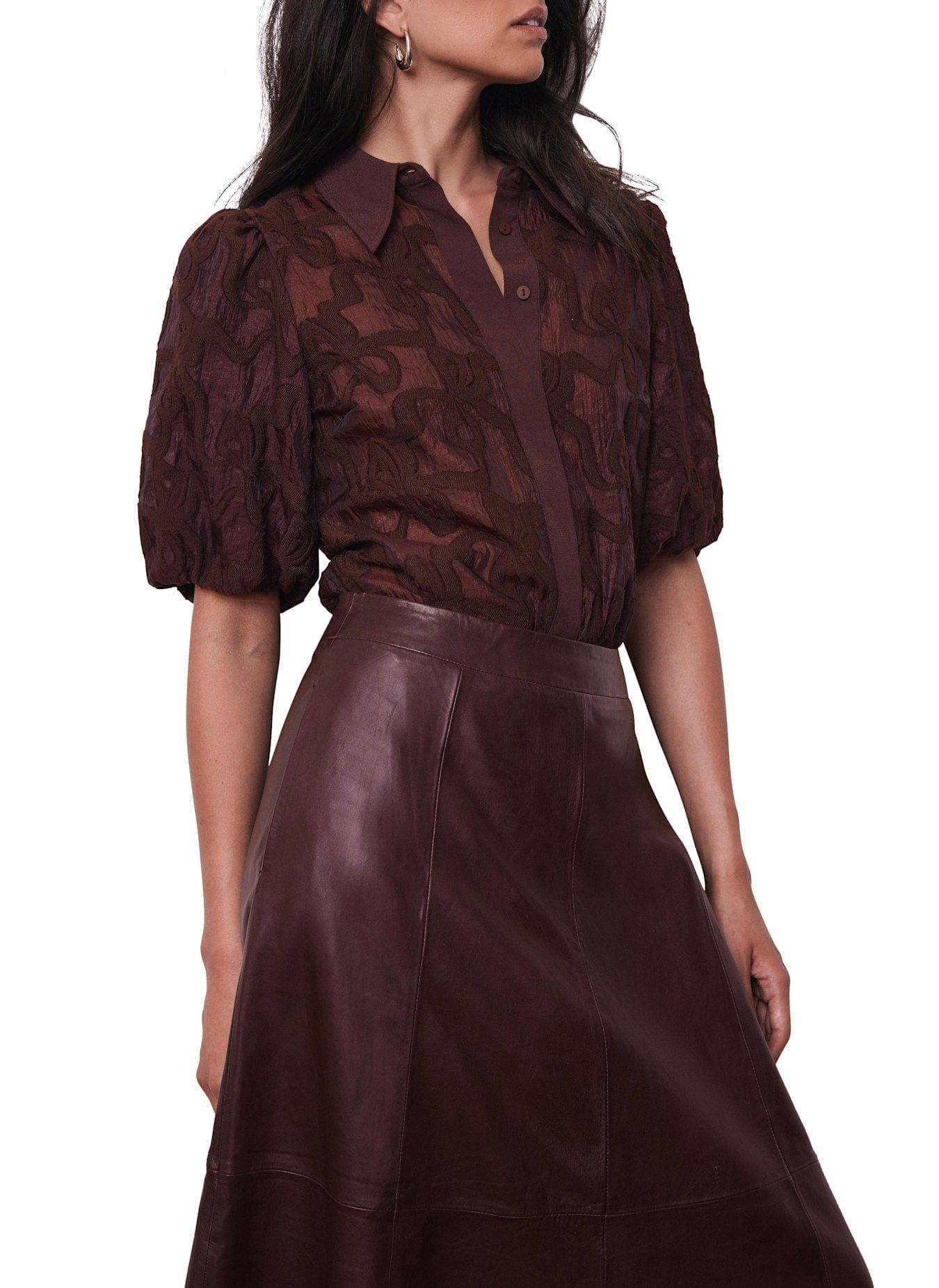 Jacquard Puff Sleeve Shirt - image 1