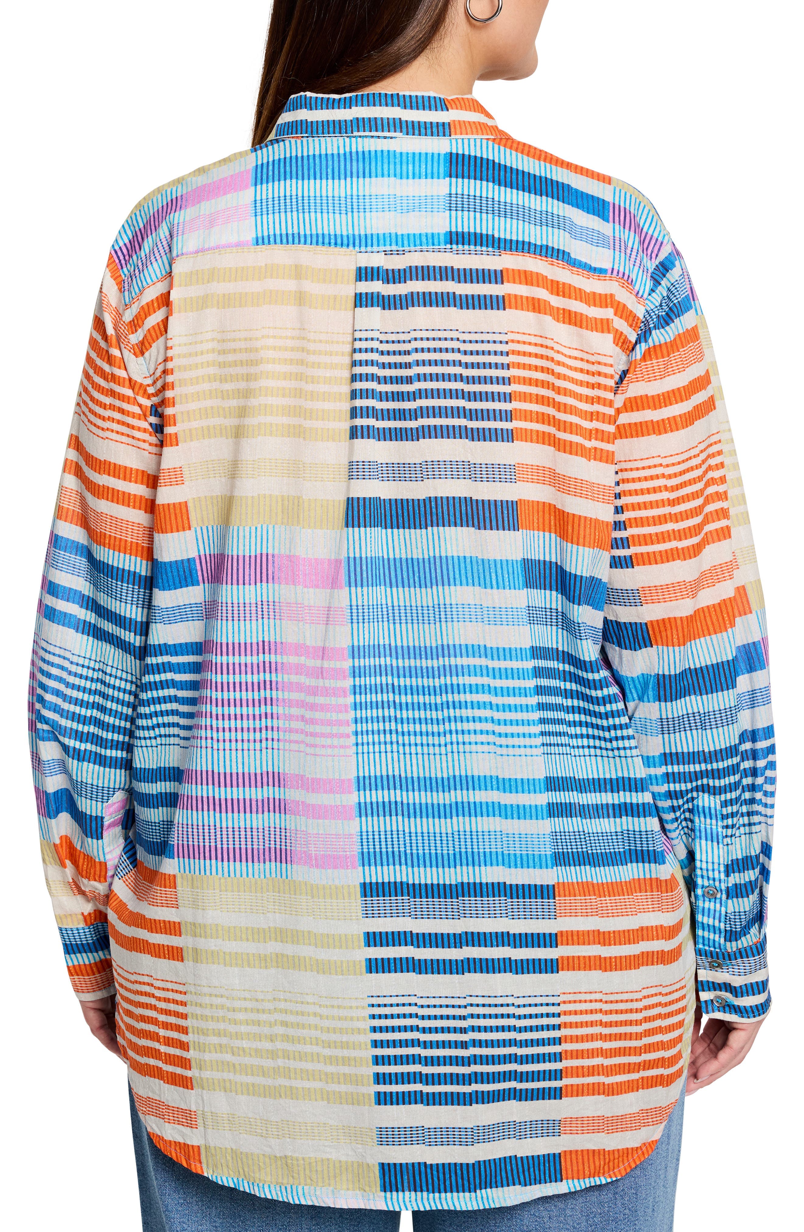 Sunset Stripe Cotton Button-Up Shirt - image 2
