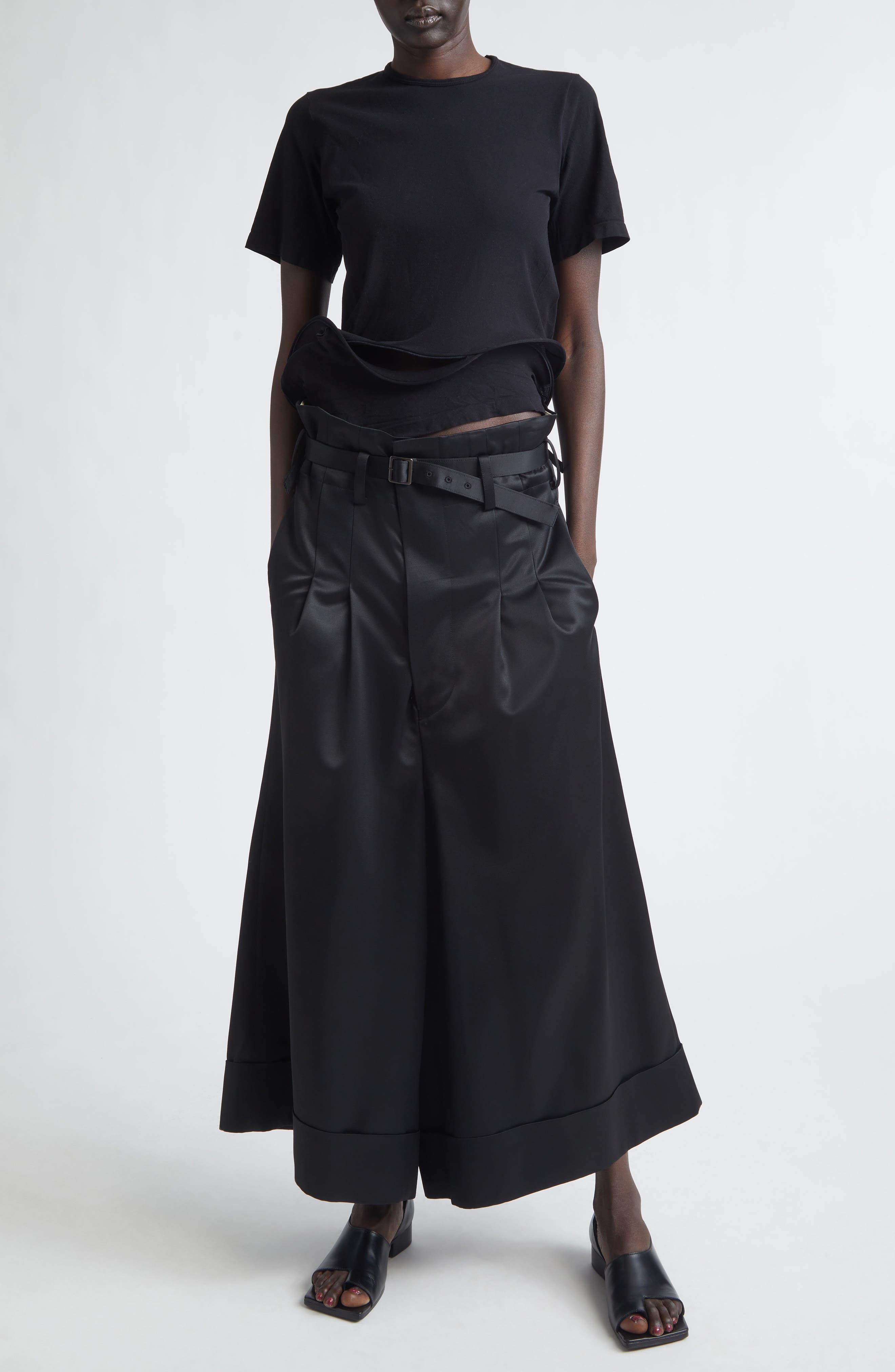 Pleated Cuffed Wide Leg Pants - image 2