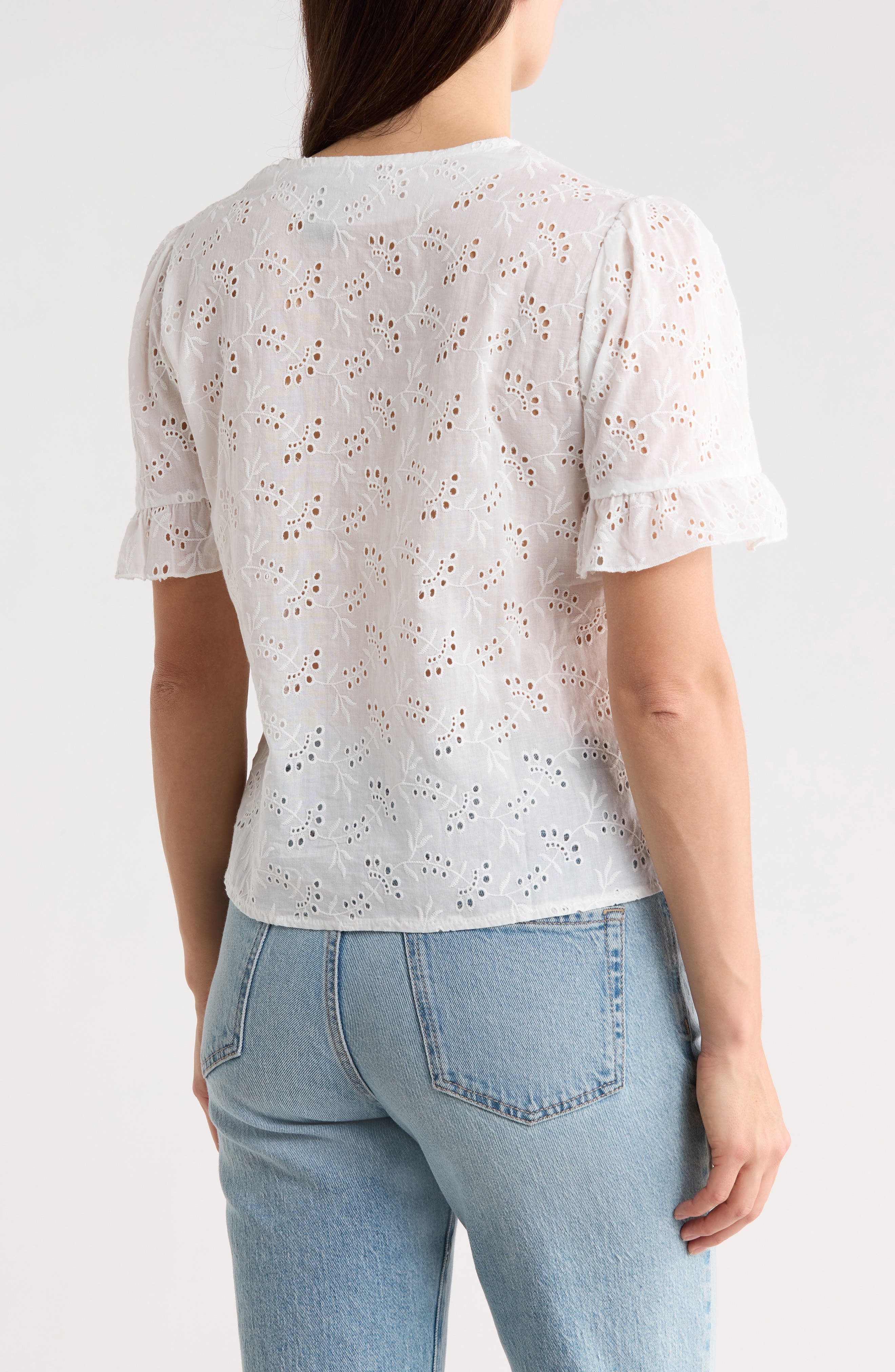 Cotton Broderie Anglaise Button-Up Top - image 2