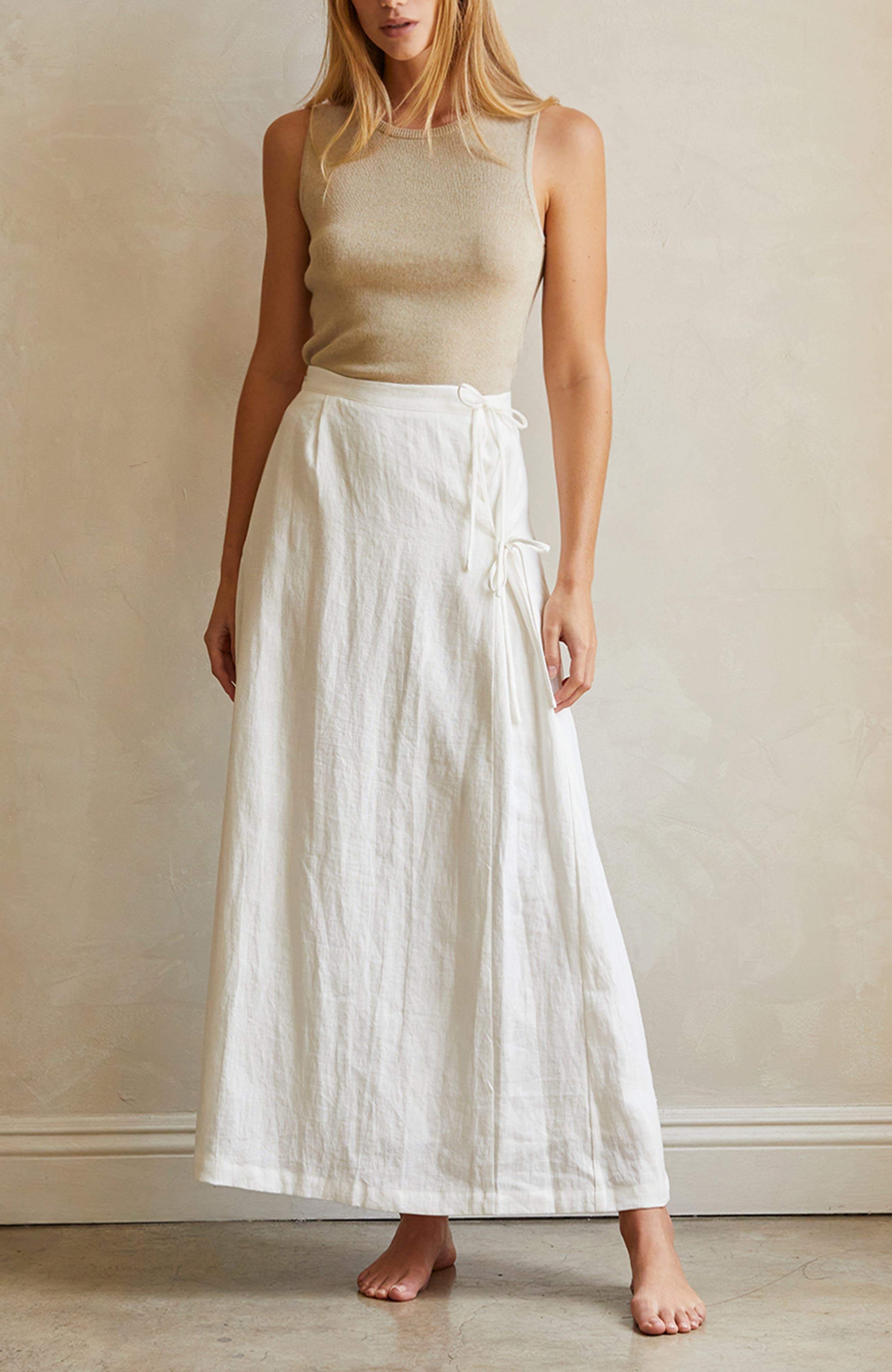 Faux Wrap Linen Maxi Skirt - image 2