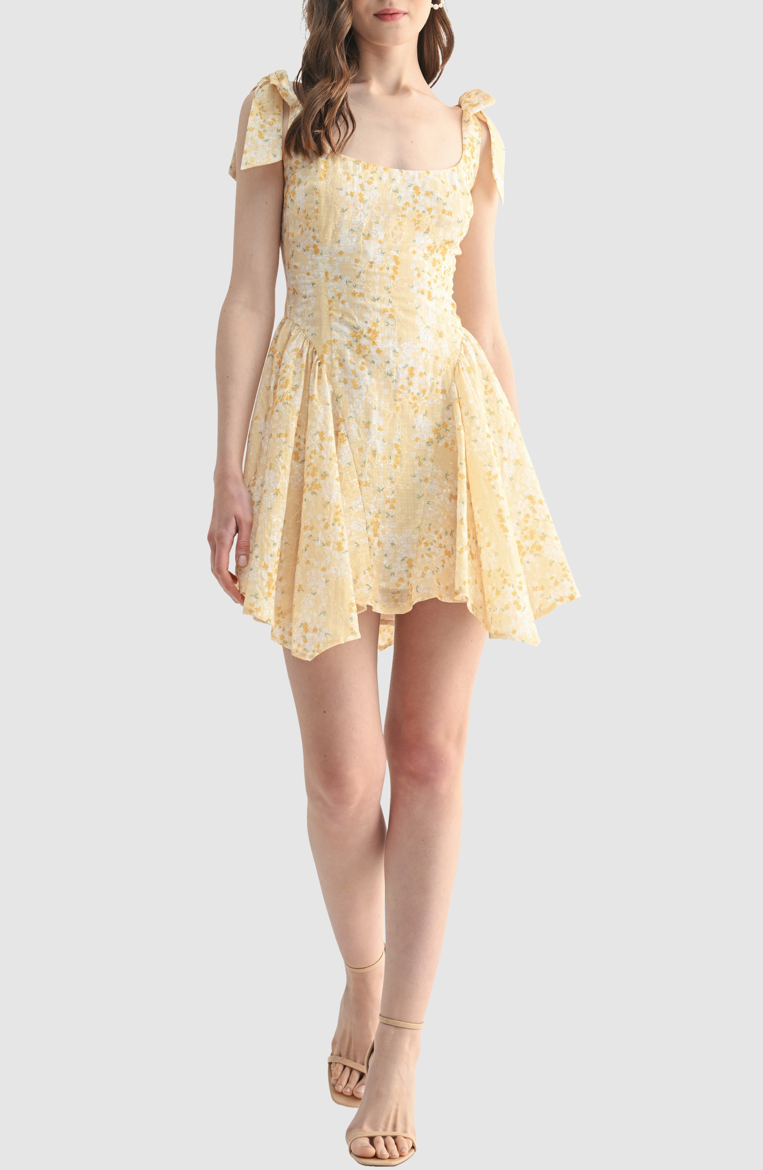 Floral Tie Strap Minidress - image 1